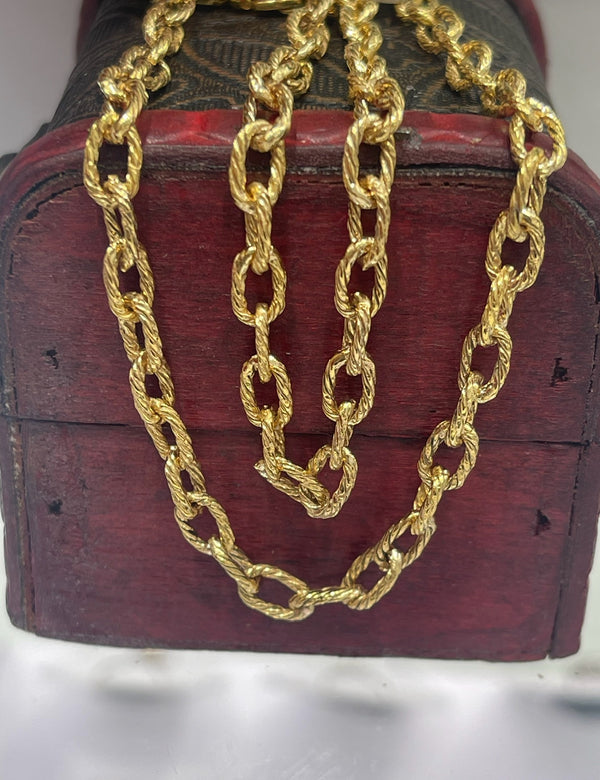 MONEY CHAIN 14K SOLID REAL GOLD HANDMADE