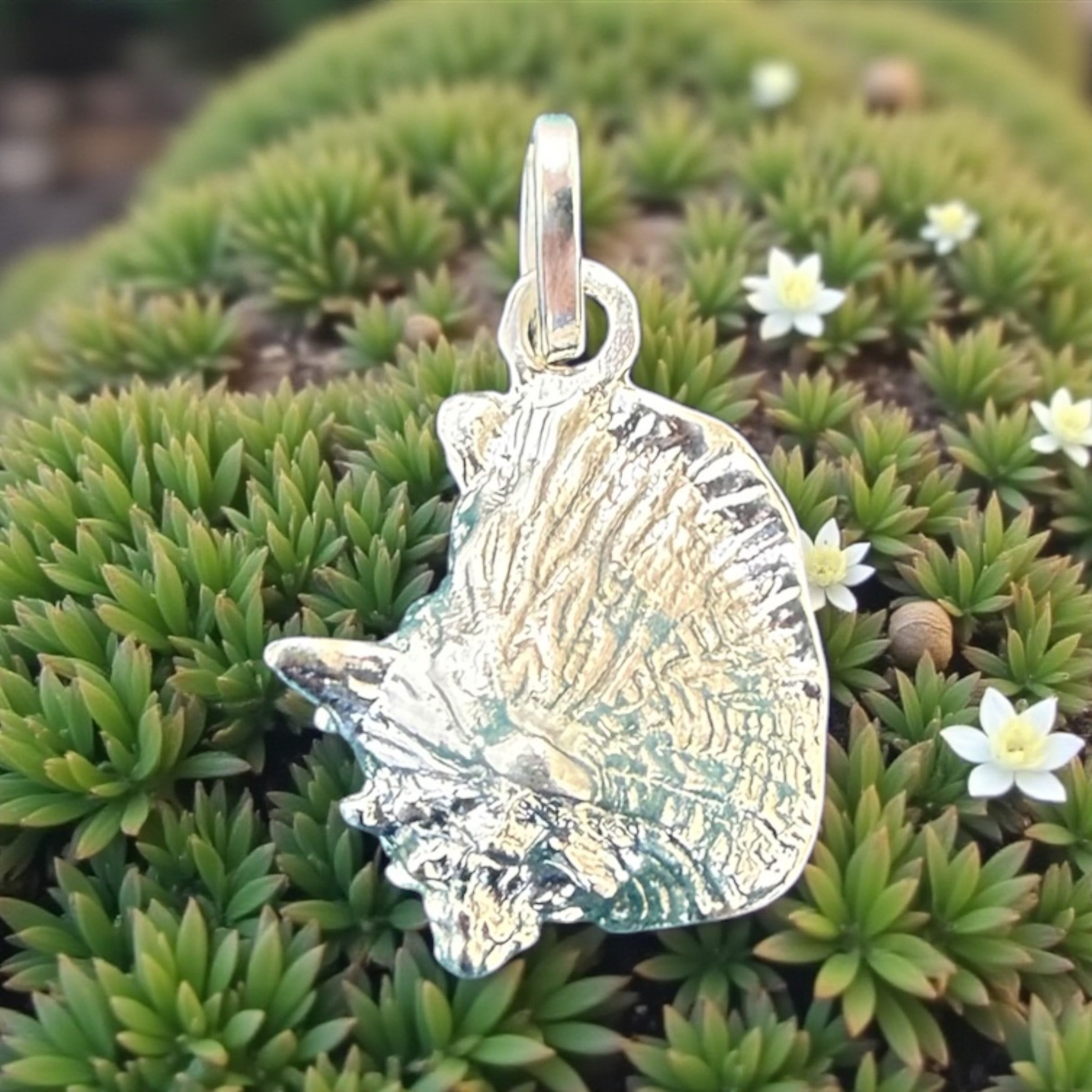 925 sterling silver handmade conch shell pendant