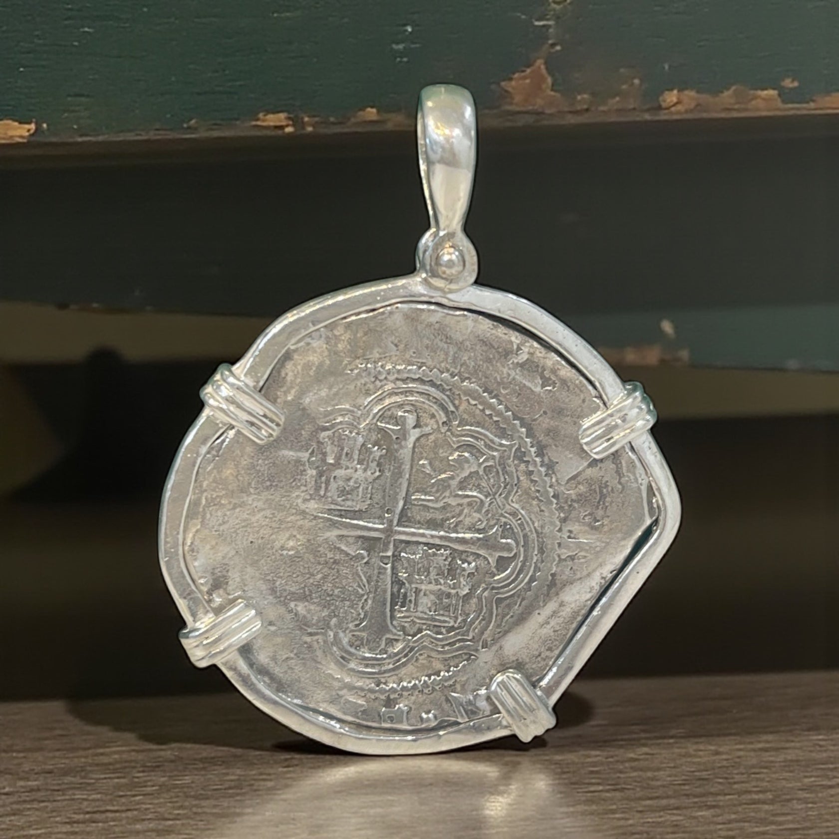 ATOCHA SOLID SILVER HEAVY COIN PENDANT
