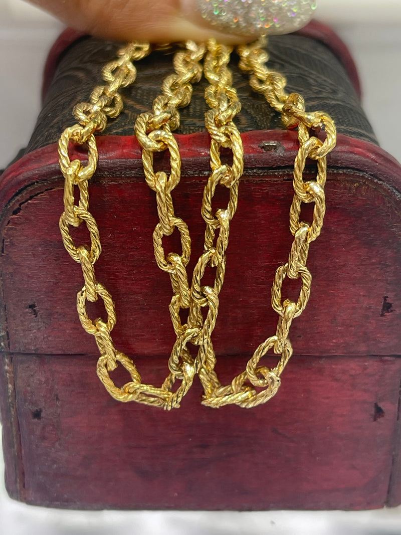 MONEY CHAIN 14K SOLID REAL GOLD HANDMADE