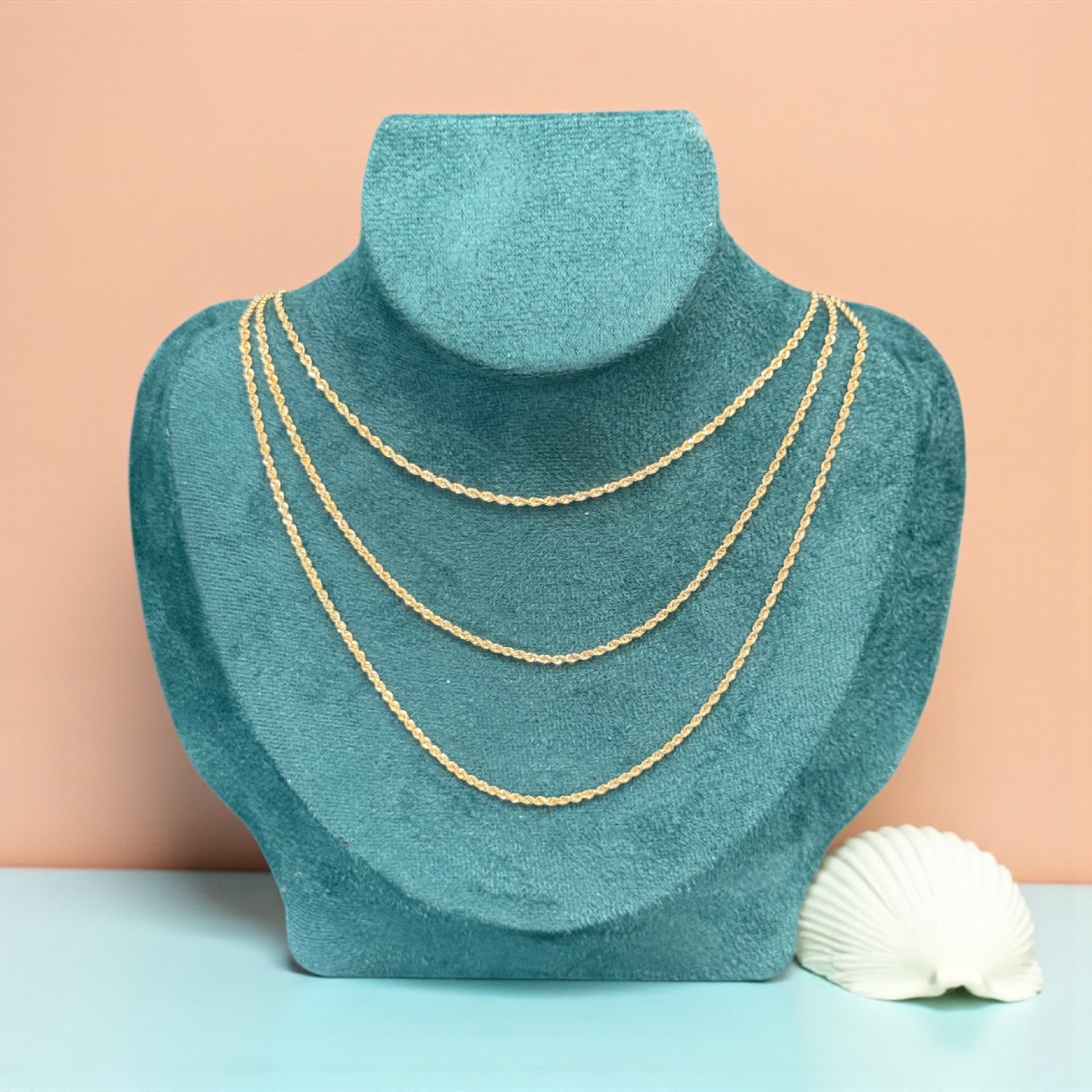 14K SOLID REAL GOLD BEAUTIFUL ROPE  CHAIN 1.5MM SOLD PER PIECE