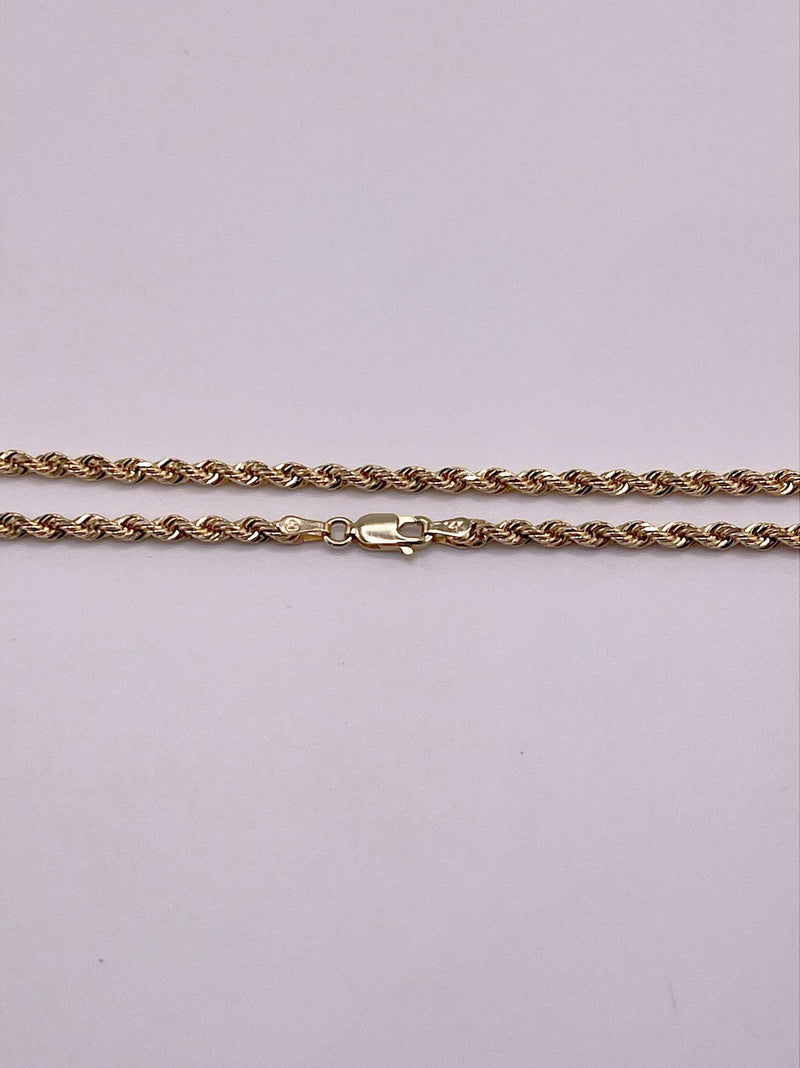 14K SOLID REAL GOLD  BEAUTIFUL  ROPE CHAIN 2.5MM