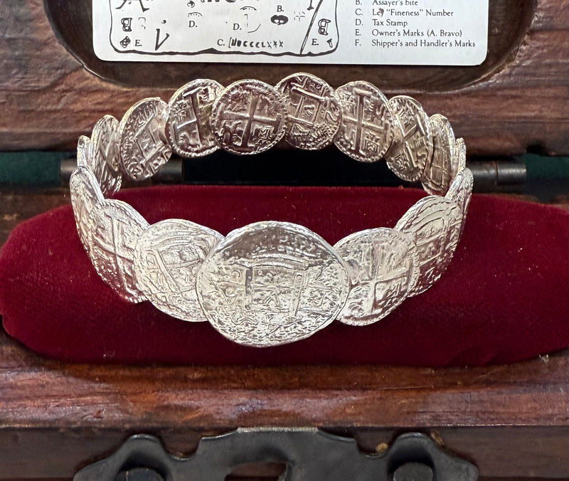 GORGEOUS ATOCHA SOLID 925 SILVER COIN BANGLE