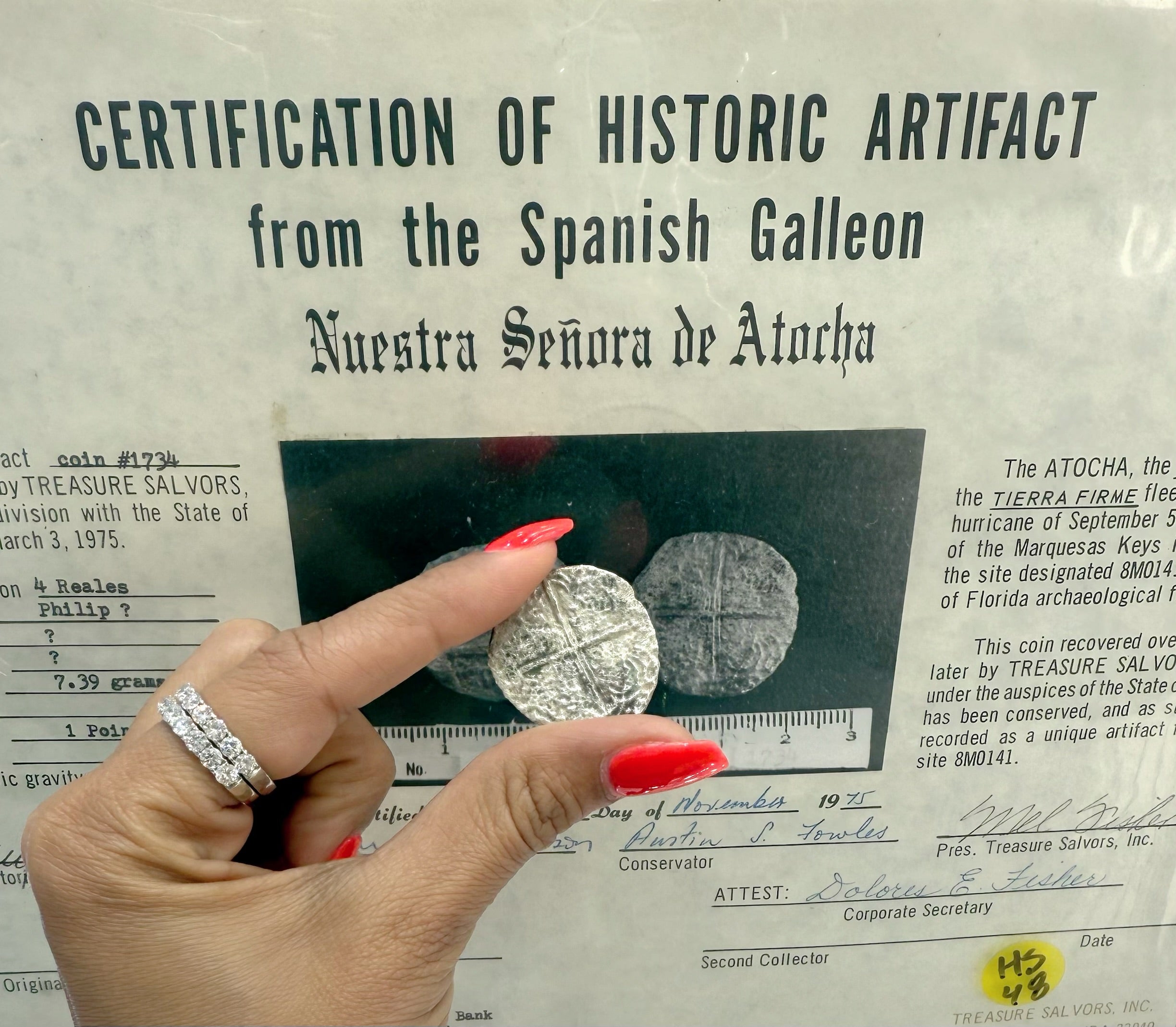 ACTUAL COIN NUESTRA SENORA DE ATOCHA SILVER COIN 4 REALE GRADE 1 POINT