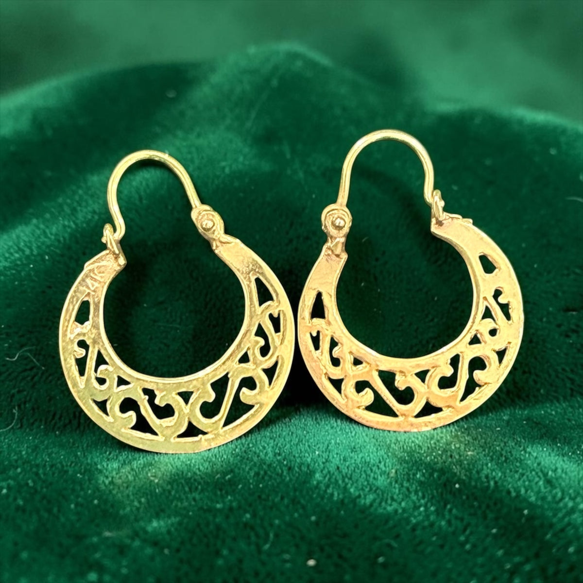 14k real gold handmade small size Cuban hoop earrings