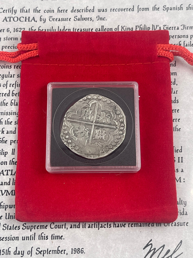 ACTUAL COIN NUESTRA SENORA DE ATOCHA SILVER COIN 8 REALES GRADE 1 MINT POTOSI COIN NUMBER CH4-81-0907