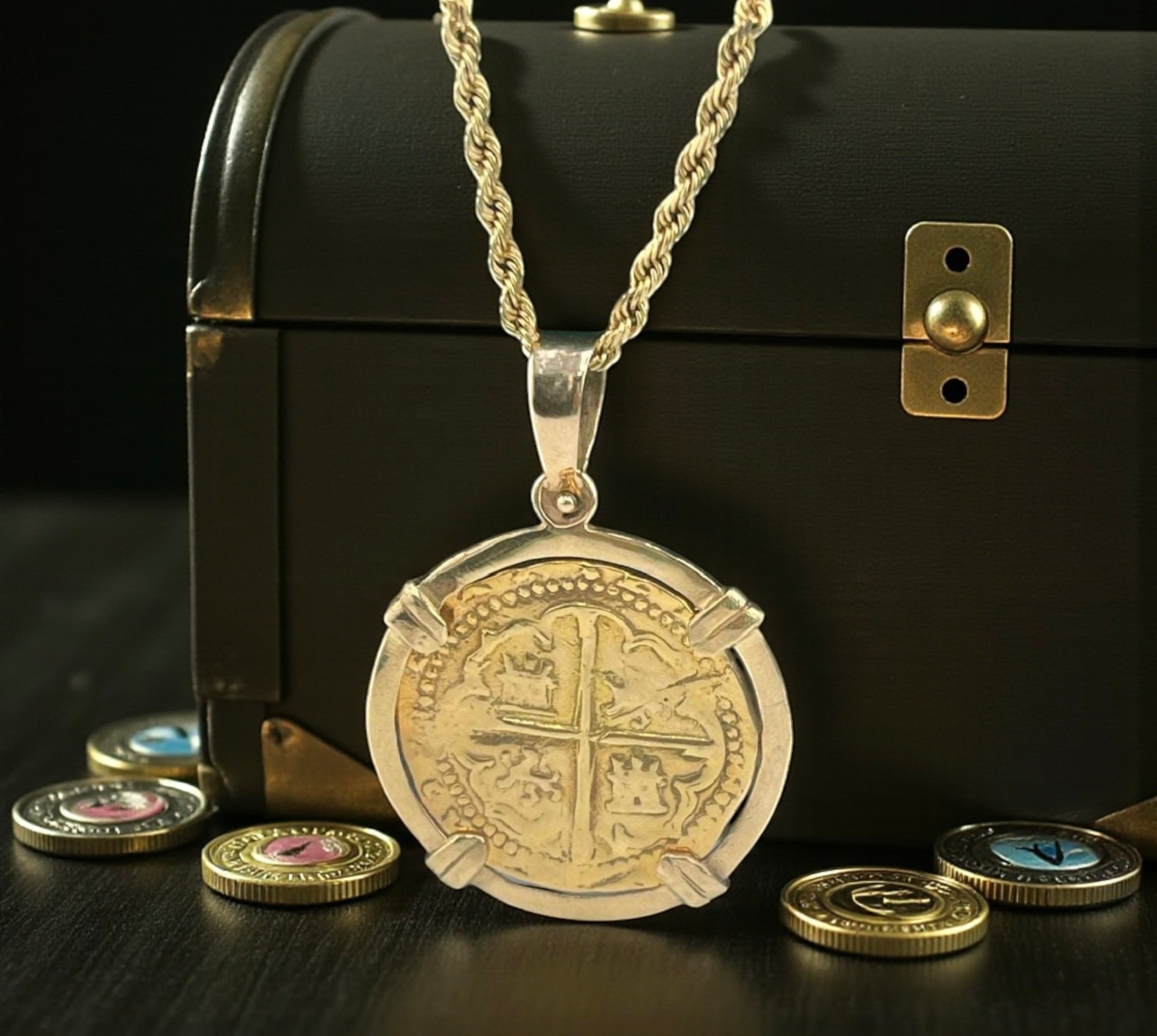 ATOCHA SHIPWRECK GOLD COIN PENDANT HANDMADE WITH 14k SOLID GOLD