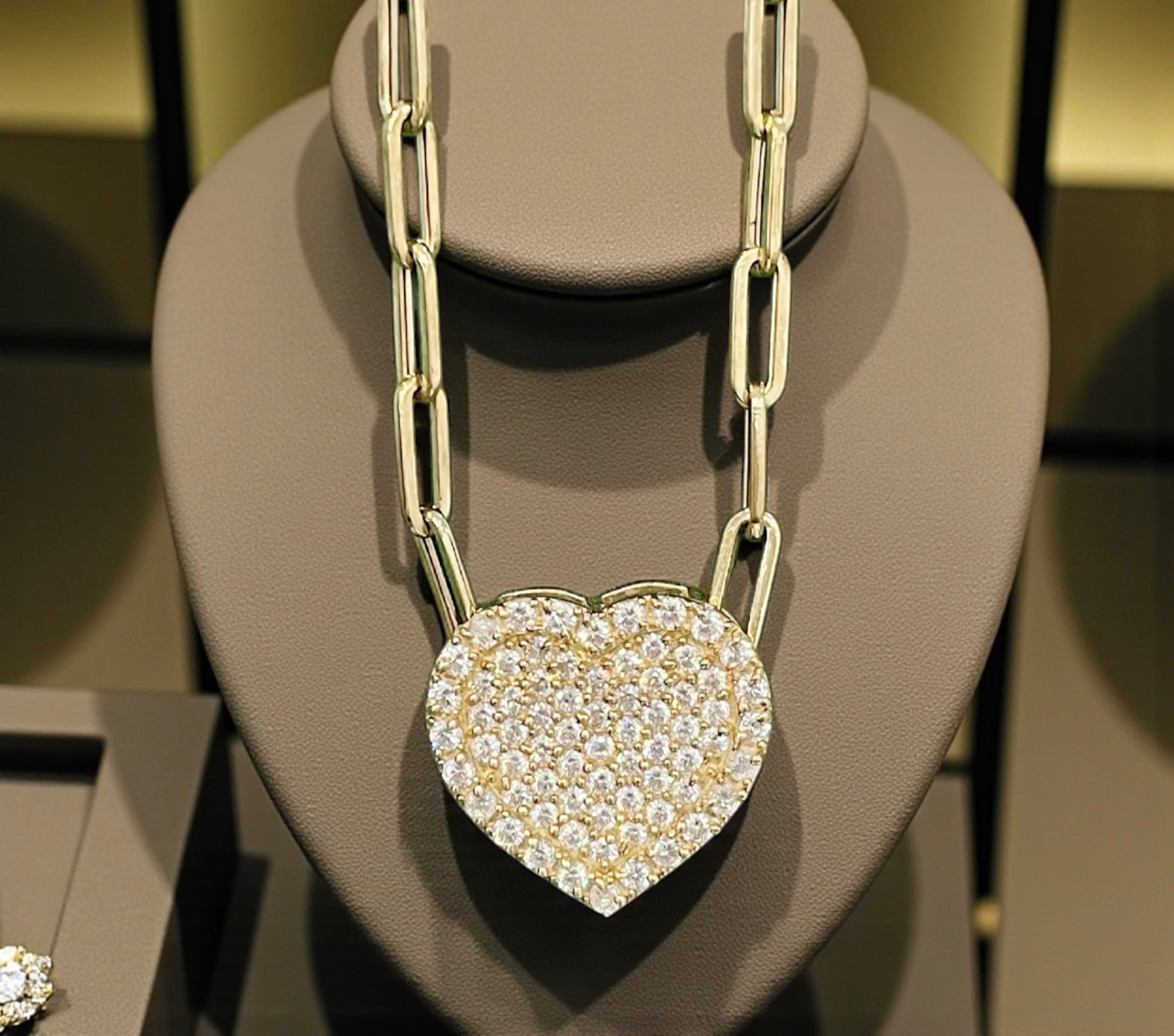 10K REAL GOLD CRYSTAL HEART PENDANT 💝