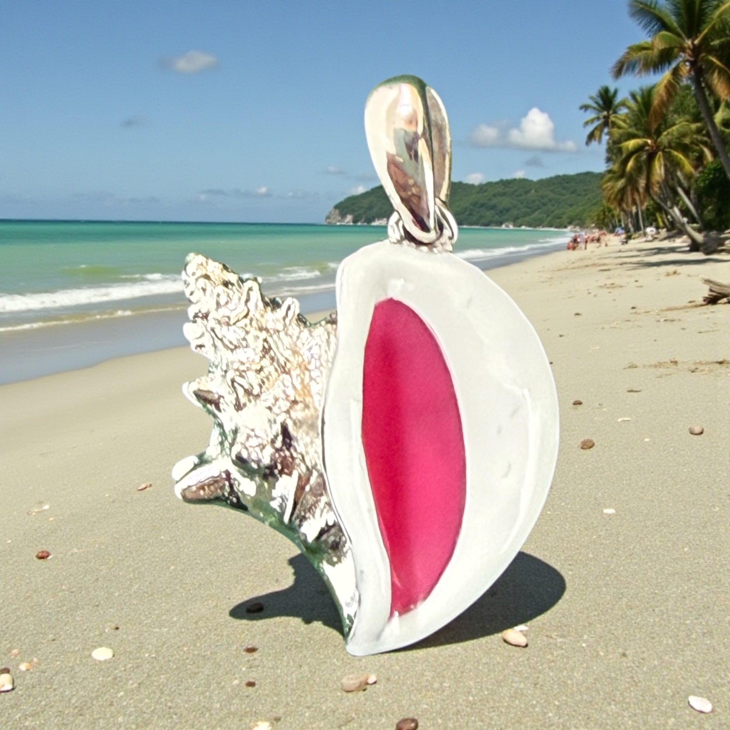 925 sterling silver handmade conch shell pendant