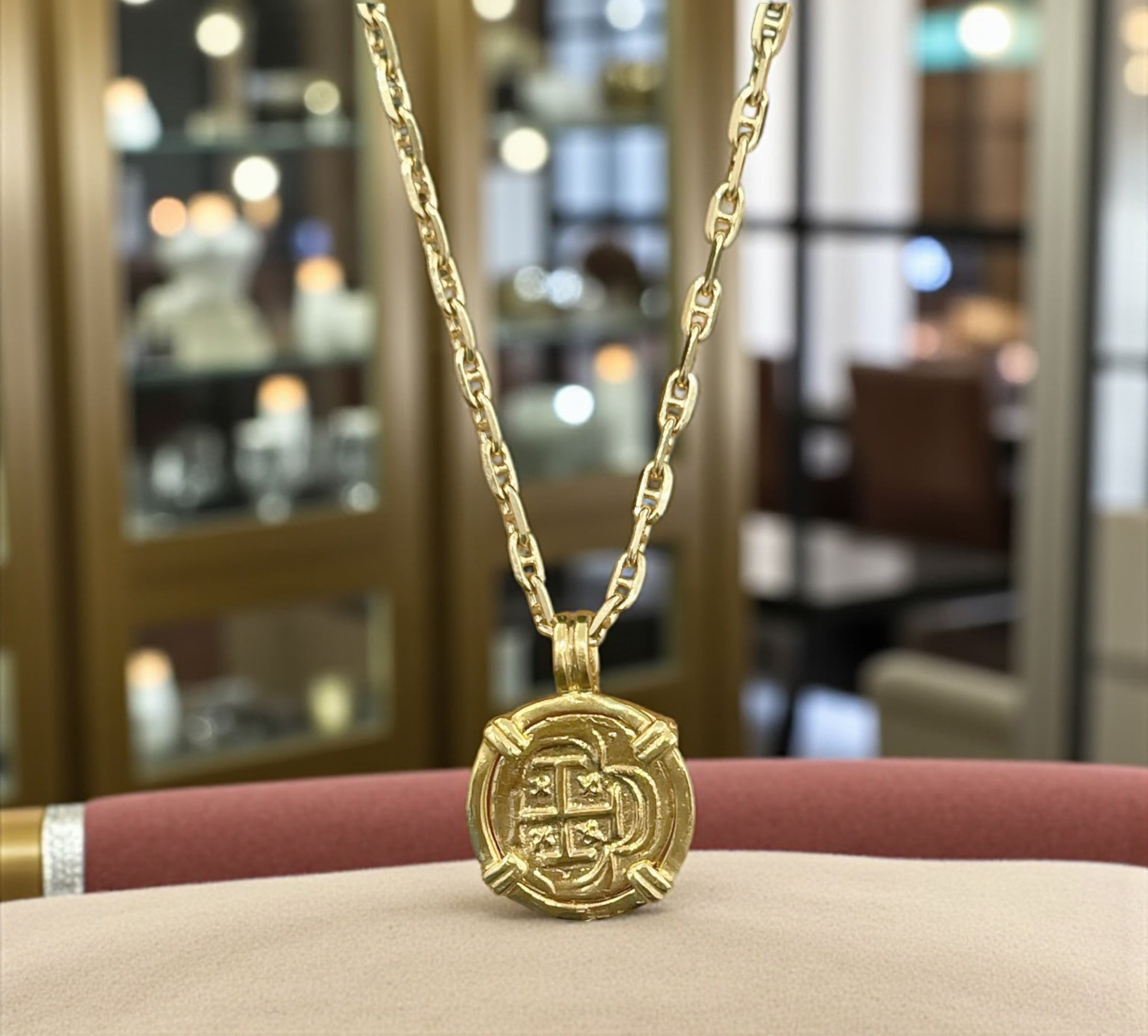 14k real gold mini shipwreck treasure gold coin pendant