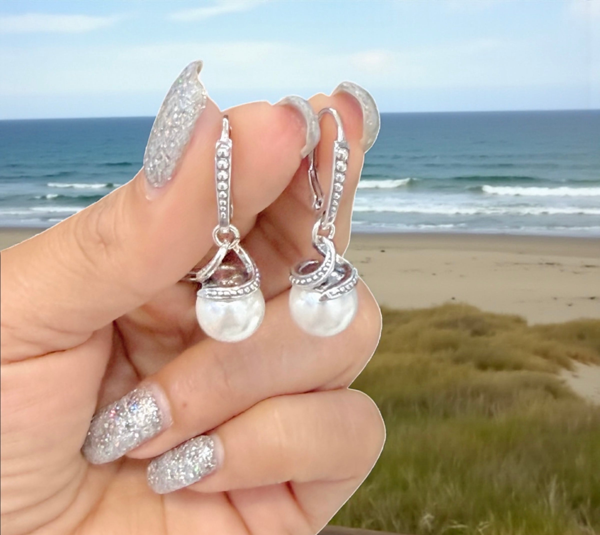 925 sterling silver Fresh water pearl earrings