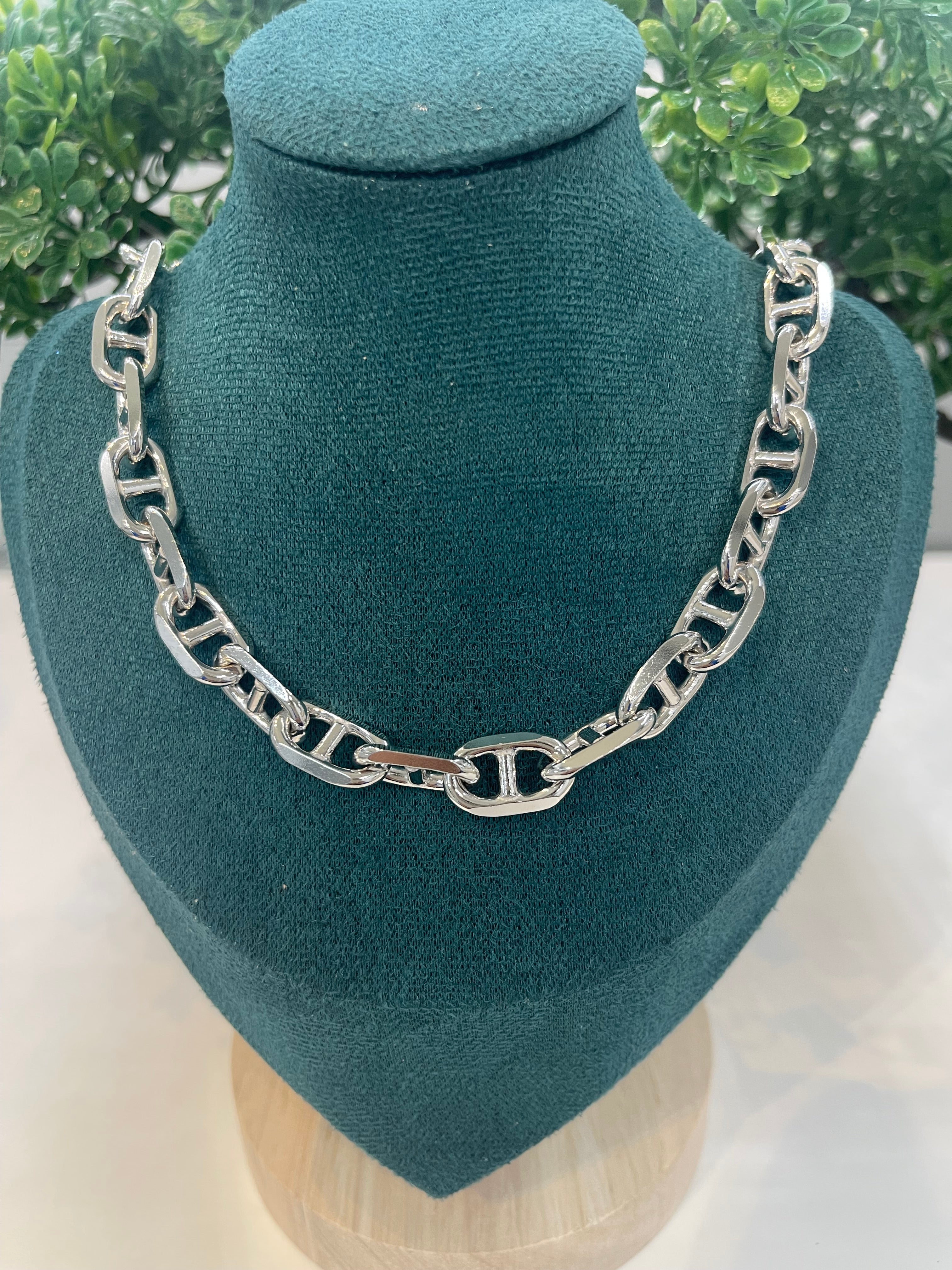 HEAVY HANDMADE 925 STERLING SILVER ANCHOR/MARINER LINK CHAIN 9MM