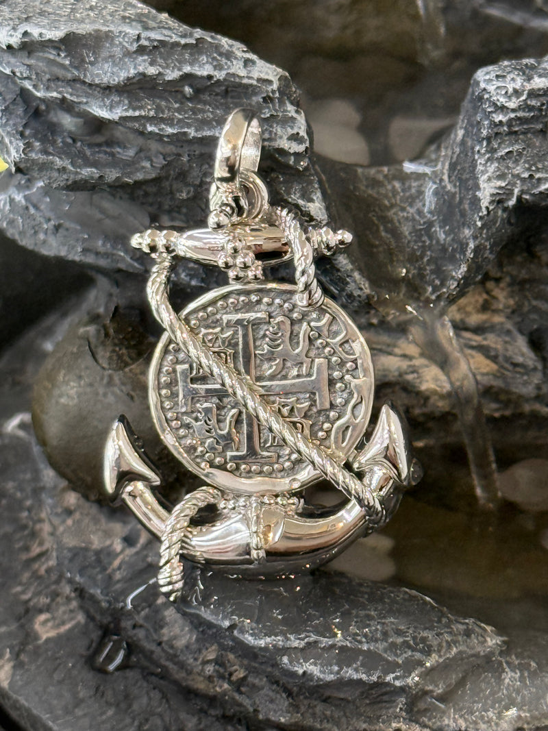 ATOCHA SHIPWRECK COIN PENDANT IN BEAUTIFUL ANCHOR SETTING