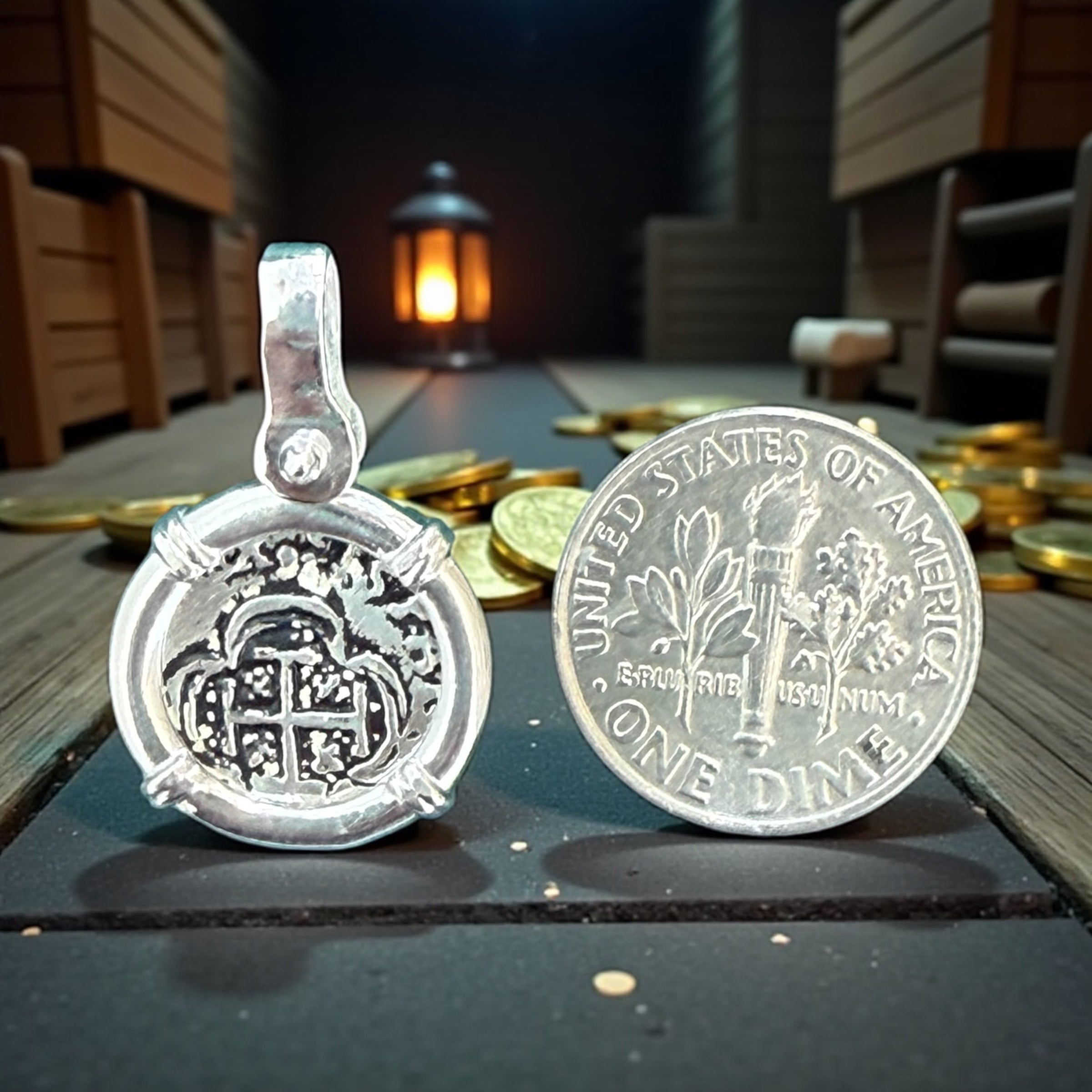 HANDMADE ATOCHA SILVER MINI ROUND SHAPE COIN PENDANT 16MM