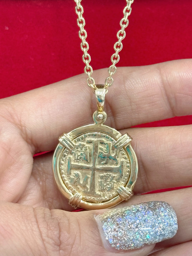 14k solid real gold shipwreck treasure gold coin pendant