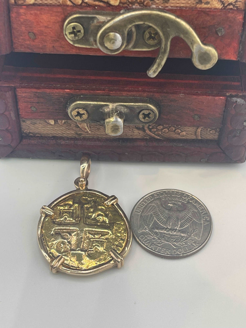 ATOCHA SHIPWRECK GOLD COIN PENDANT HANDMADE WITH 14k SOLID GOLD