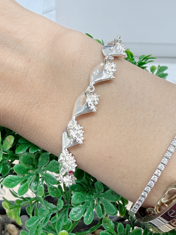 925 solid sterling silver handmade mini conch shell bracelet