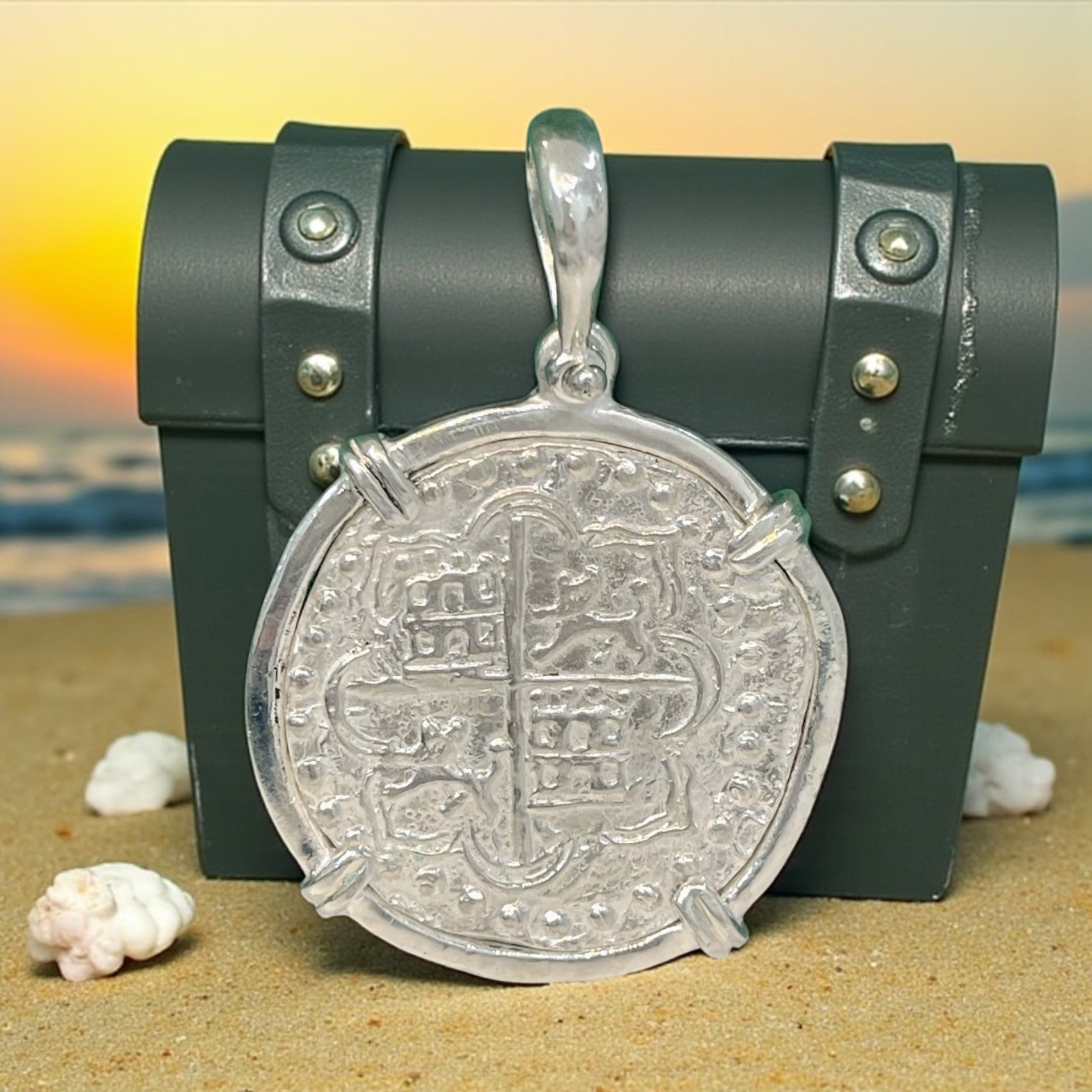 ATOCHA SOLID SILVER HEAVY COIN PENDANT HANDMADE FROM ATOCHA SILVER