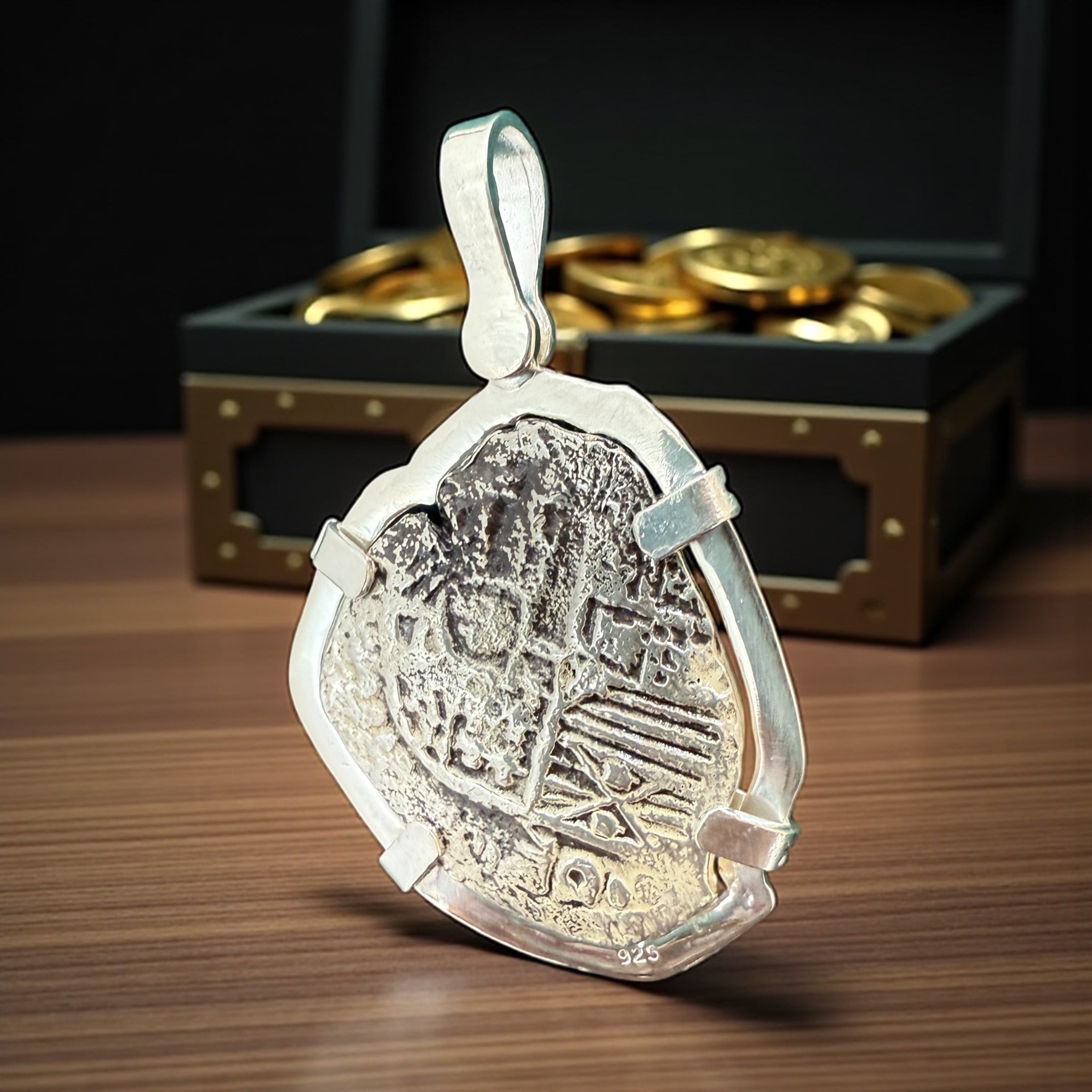 ATOCHA SOLID SILVER COIN ODD SHAPE PENDANT LARGE SIZE