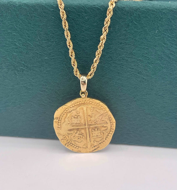 ATOCHA SHIPWRECK GOLD COIN PENDANT HANDMADE WITH 14k SOLID GOLD