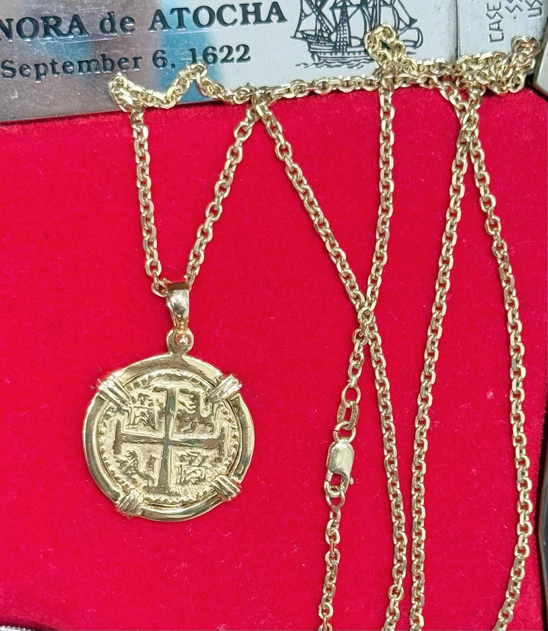 14k solid real gold shipwreck treasure gold coin pendant