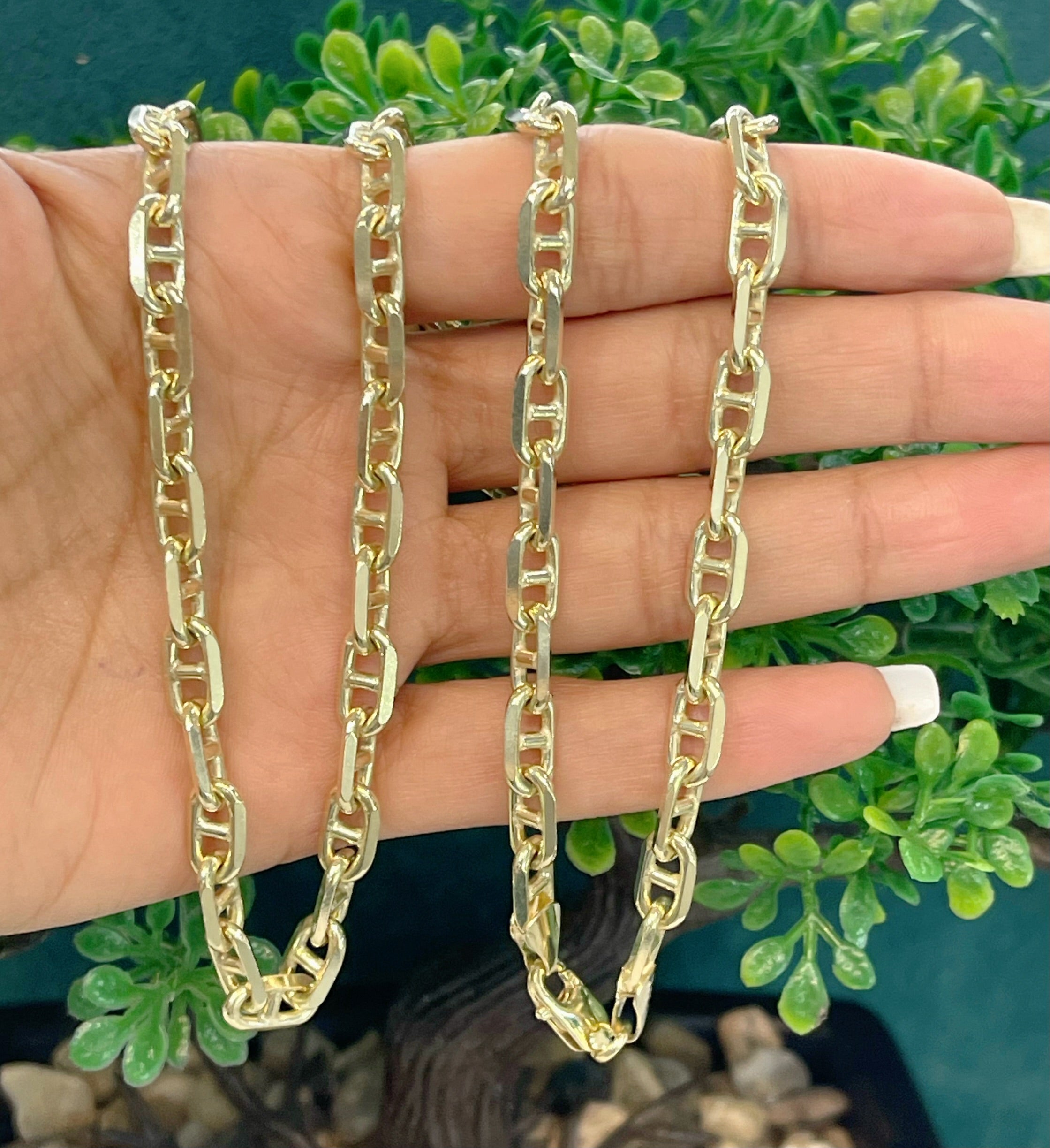 14K REAL SOLID GOLD HEAVY BEAUTIFUL ANCHOR CHAIN 5.5MM