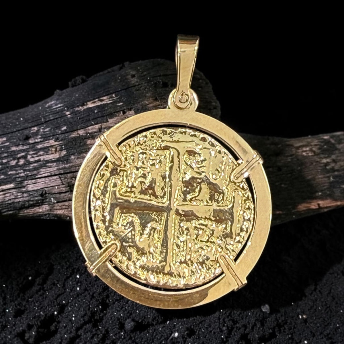 MUSEUM QUALITY ATOCHA SHIPWRECK GOLD COIN PENDANT HANDMADE WITH 14k SOLID GOLD 21mm