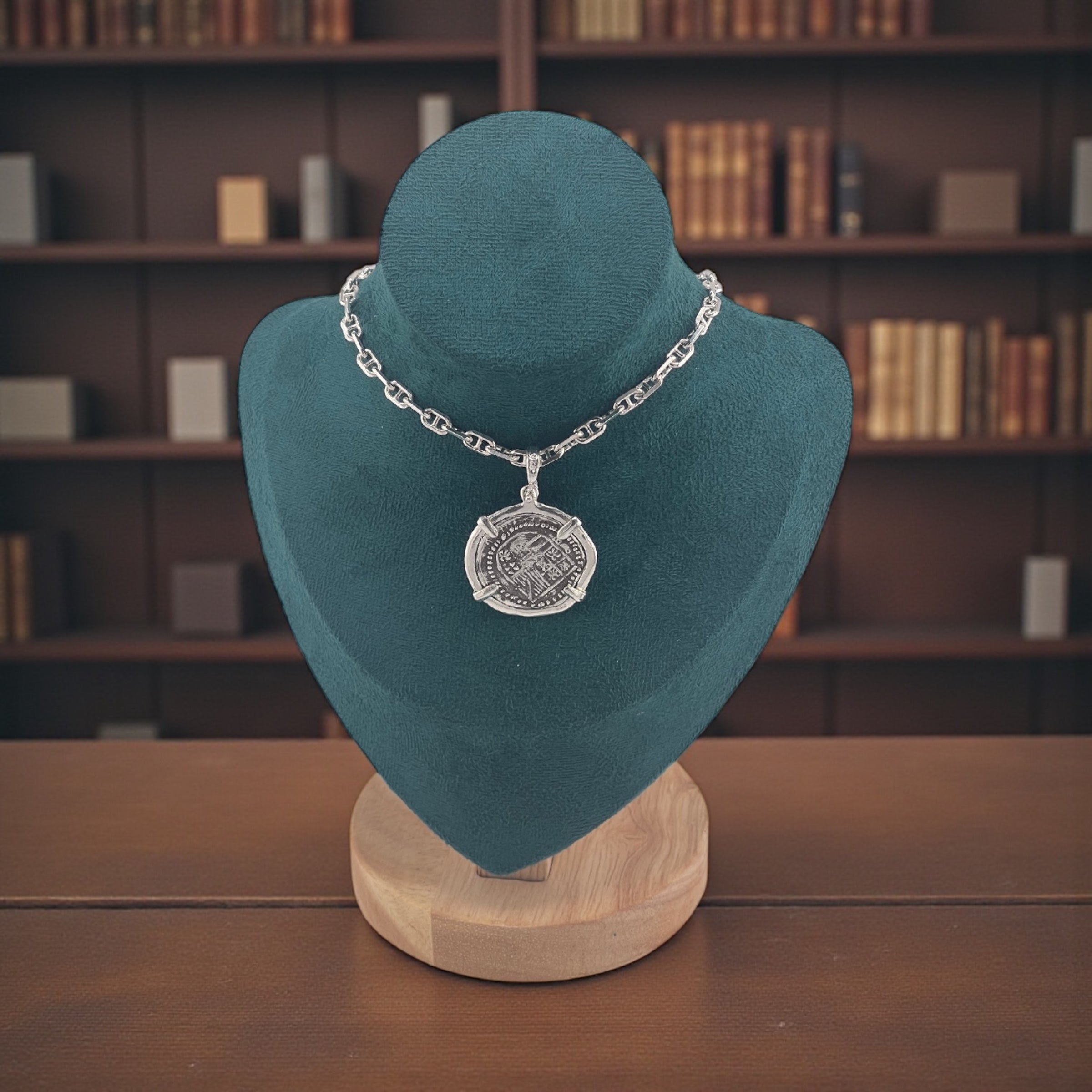 NUESTRA SENORA DE ATOCHA SOLID SILVER COIN PENDANT