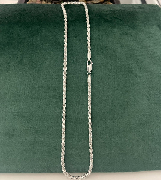 925 ITALIAN SOLID STERLING SILVER ROPE CHAIN 3MM Key West Finest Gold