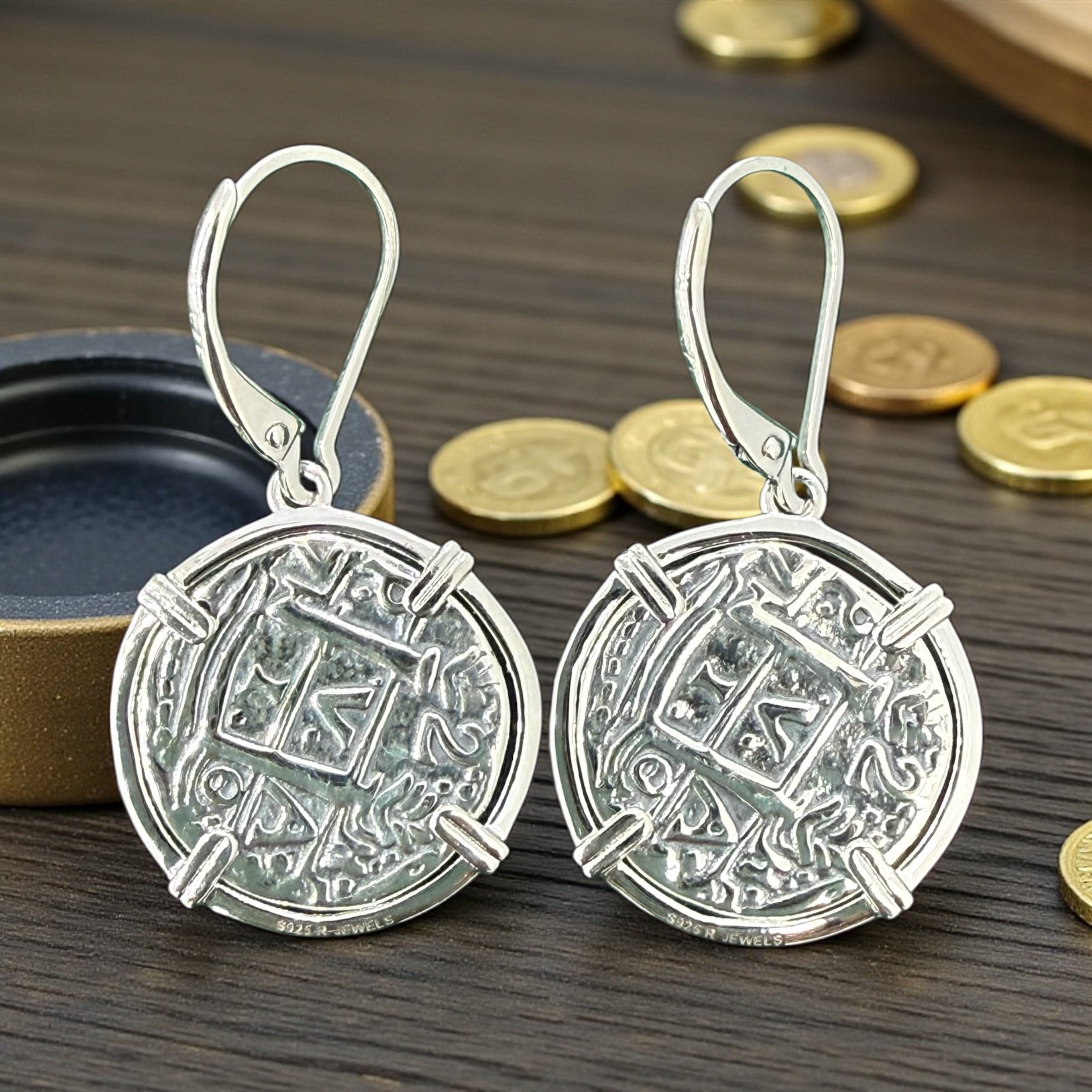 ATOCHA SILVER MINI COIN EARRINGS DIME SIZE