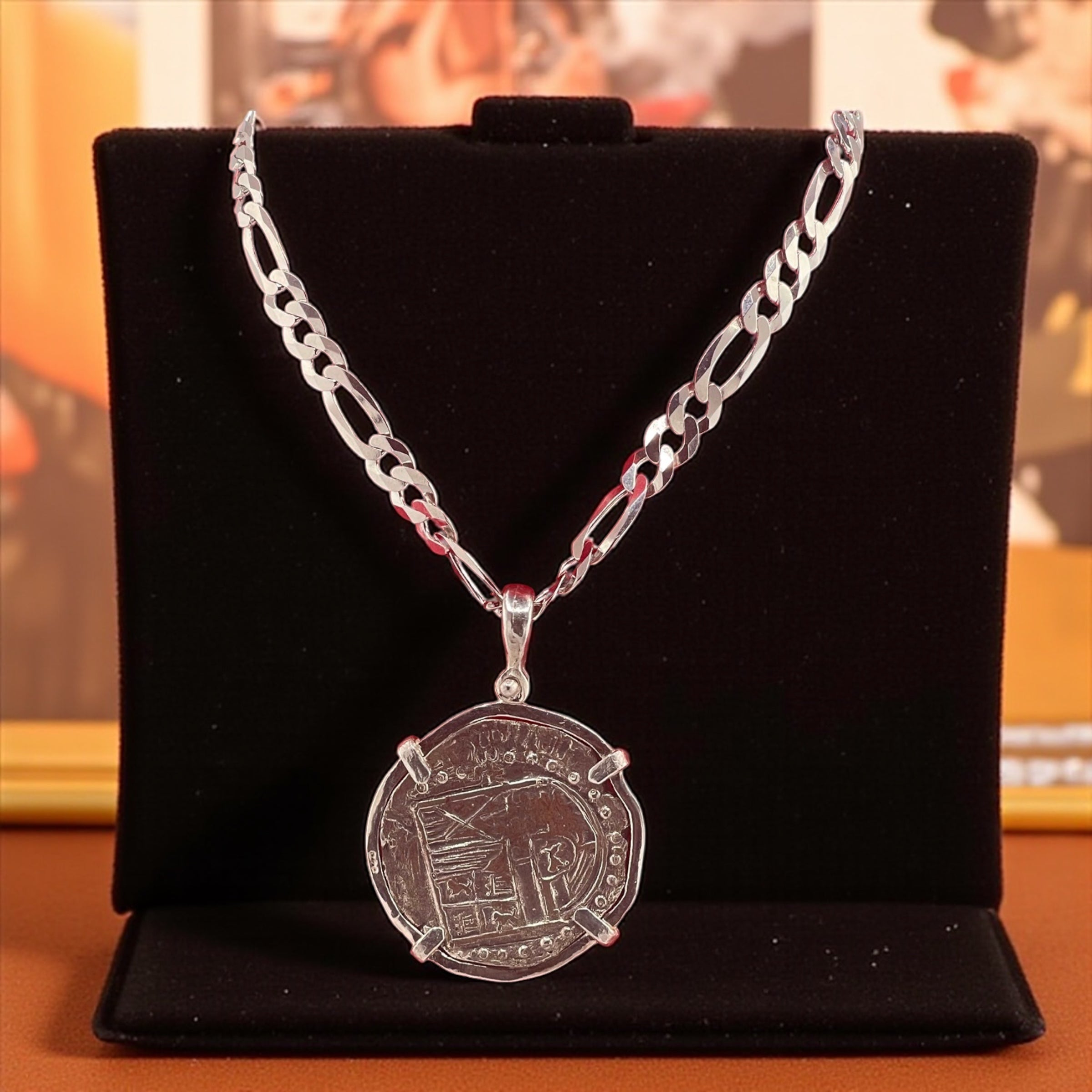 NUESTRA SENORA DE ATOCHA LARGE SILVER COIN PENDANT