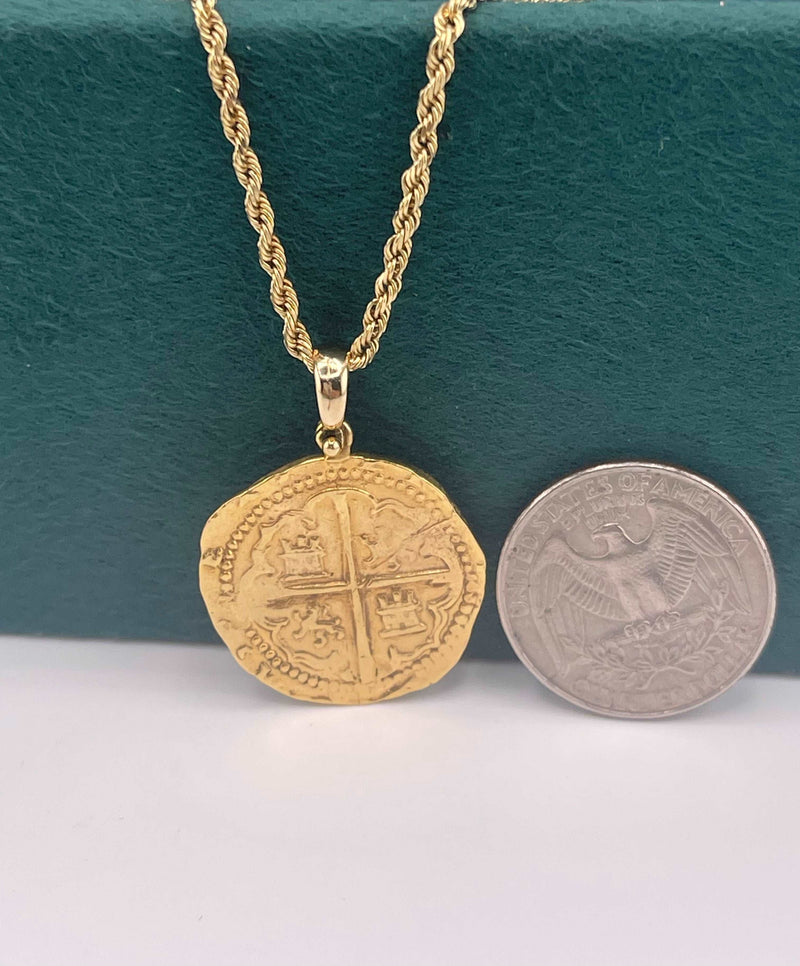 ATOCHA SHIPWRECK GOLD COIN PENDANT HANDMADE WITH 14k SOLID GOLD