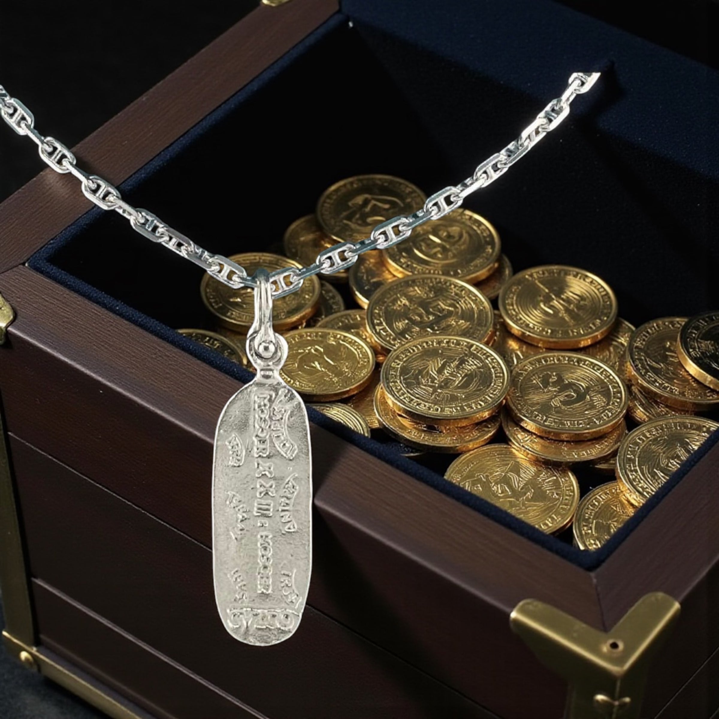 NUESTRA SENORA DE ATOCHA SOLID SILVER BAR PENDANT