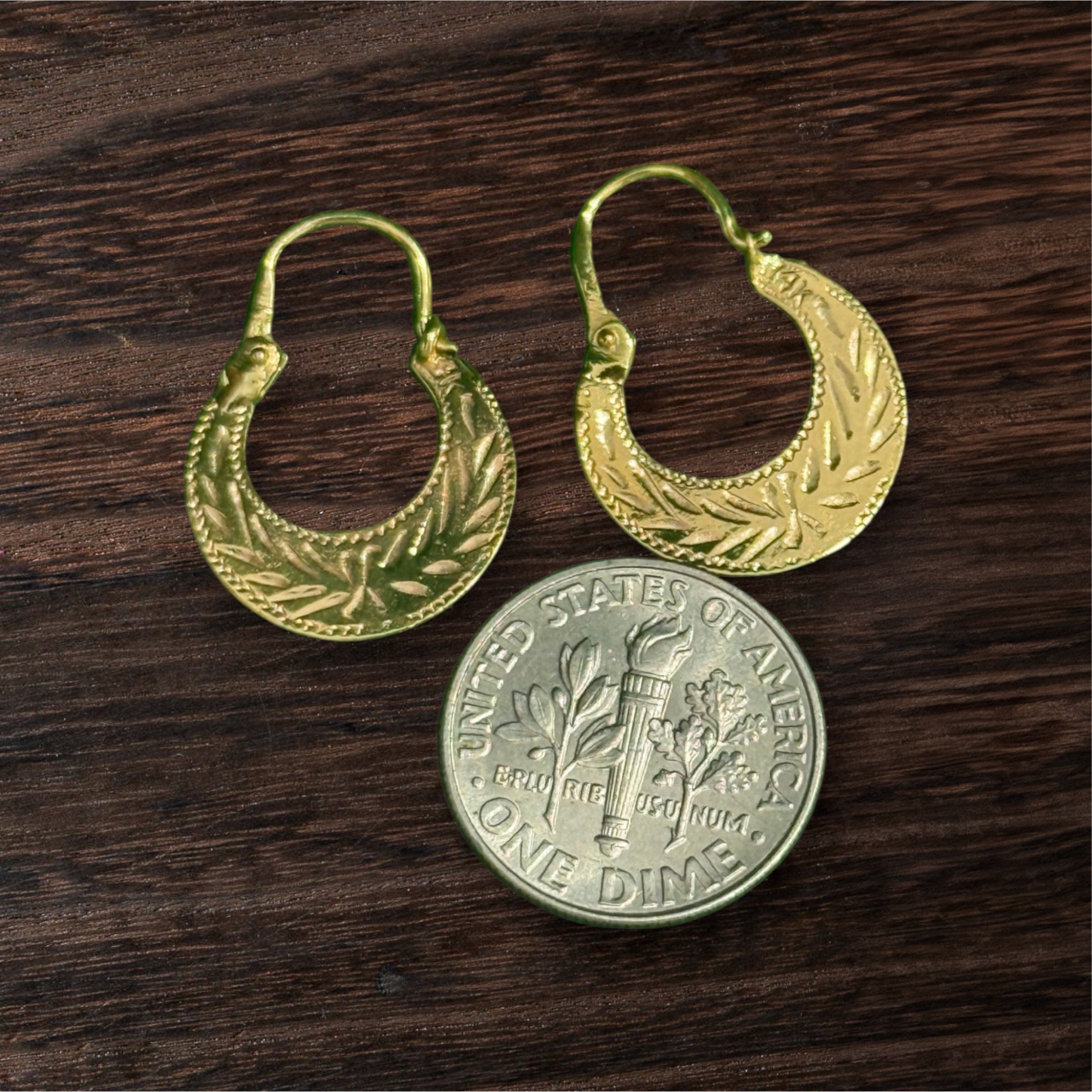 14K REAL  GOLD HANDMADE MINI CUBAN HOOP EARRINGS