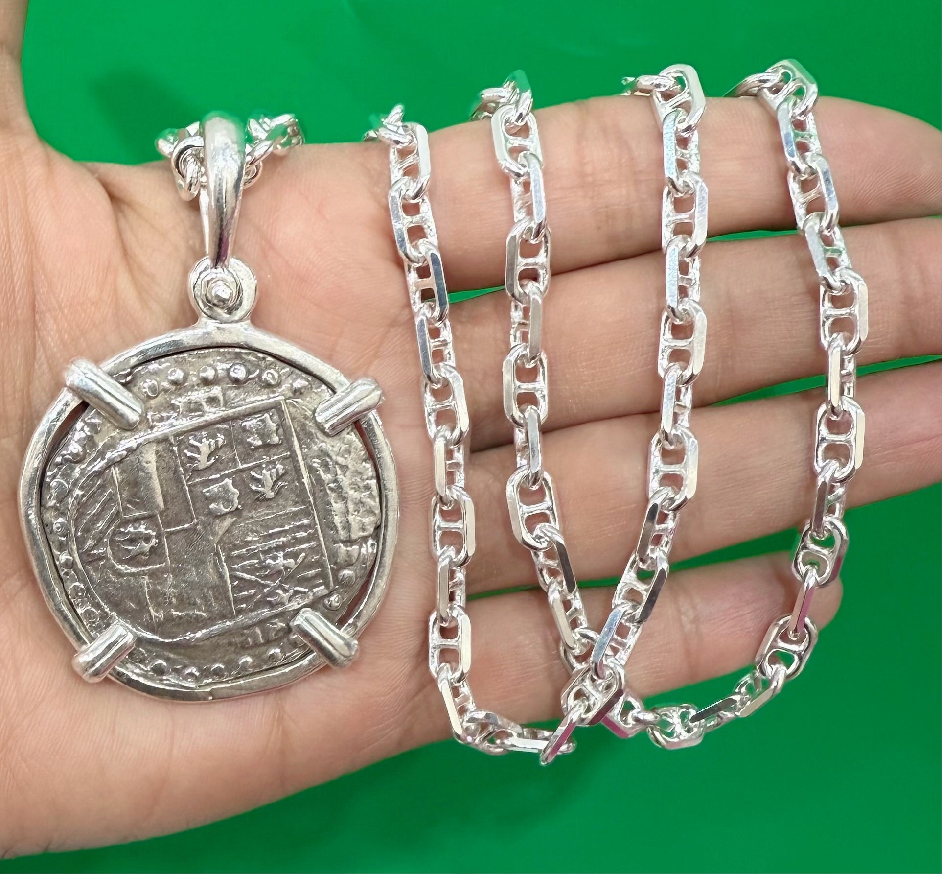 ATOCHA SOLID SILVER COIN PENDANT LARGE SIZE