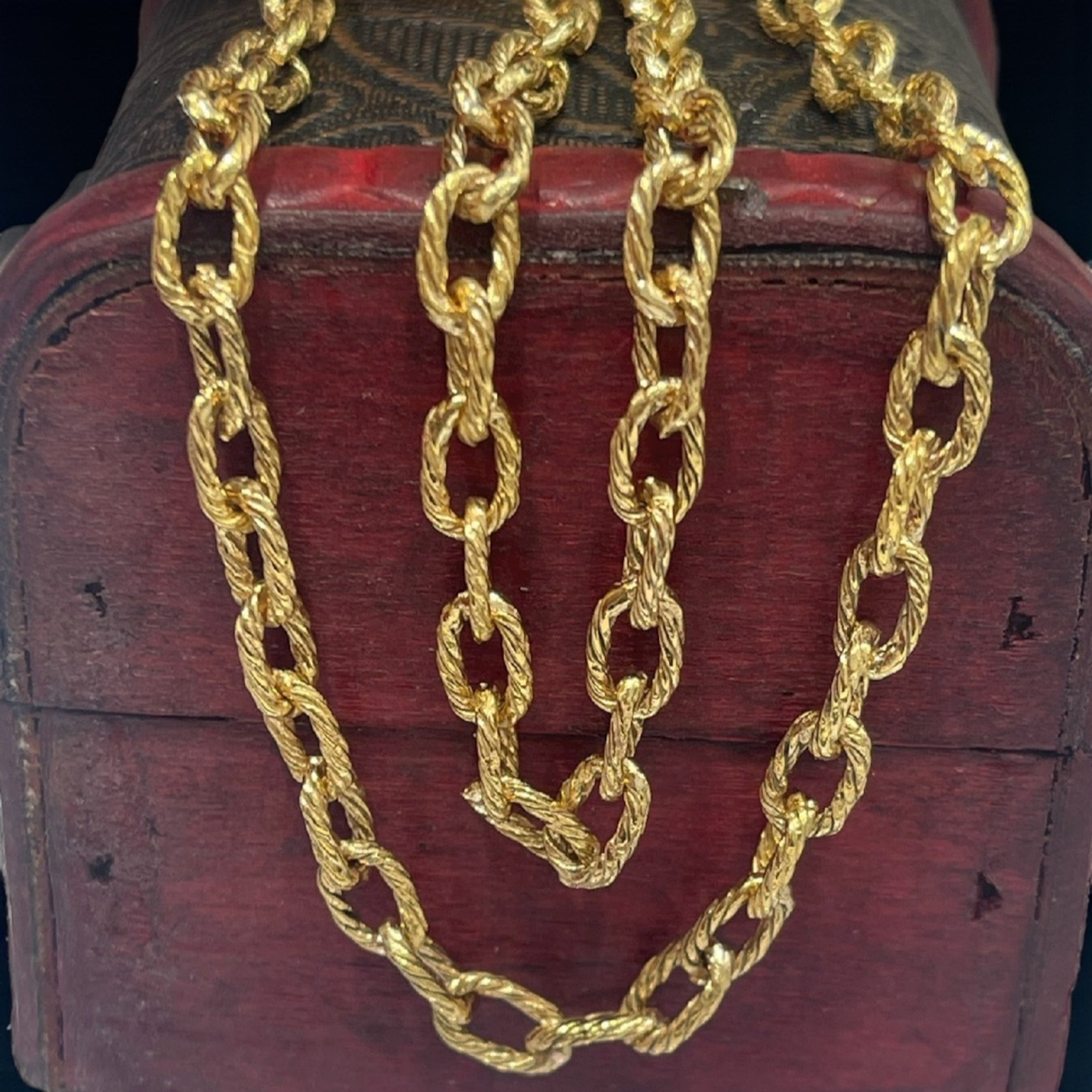 MONEY CHAIN 14K SOLID REAL GOLD HANDMADE