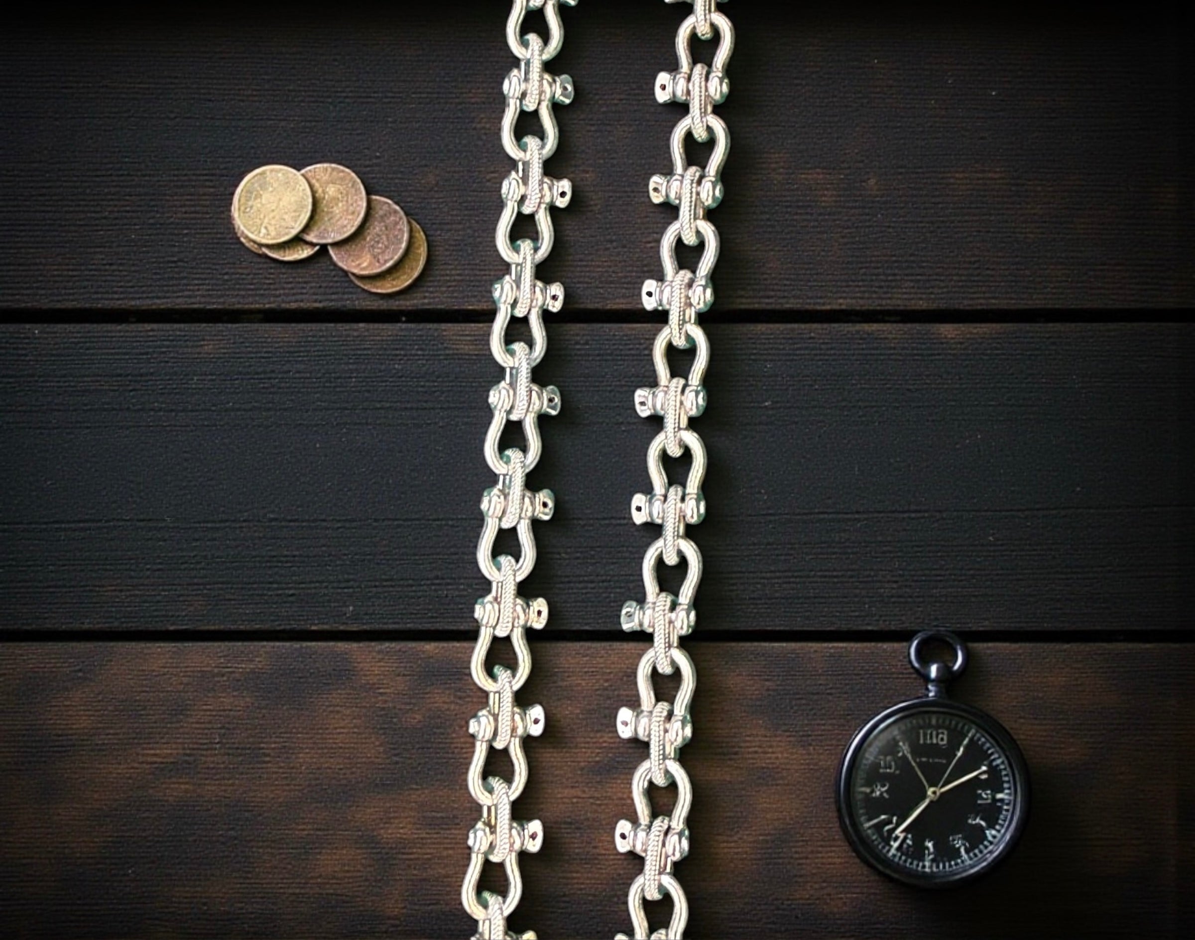 HEAVY HANDMADE 925 STERLING SILVER SHACKLE LINK CHAIN 7MM