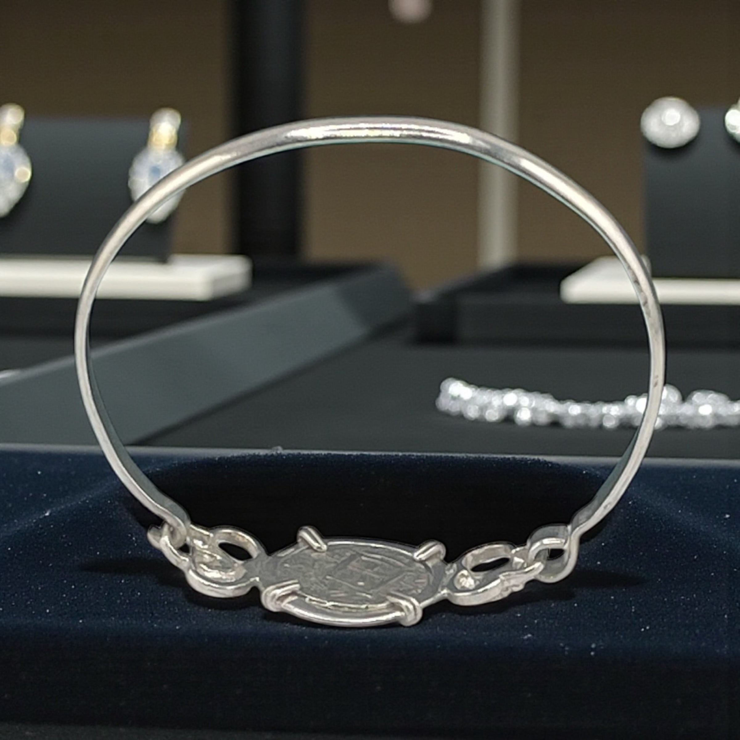 NUESTRA SENORA DE ATOCHA  SOLID SILVER COIN BANGLE