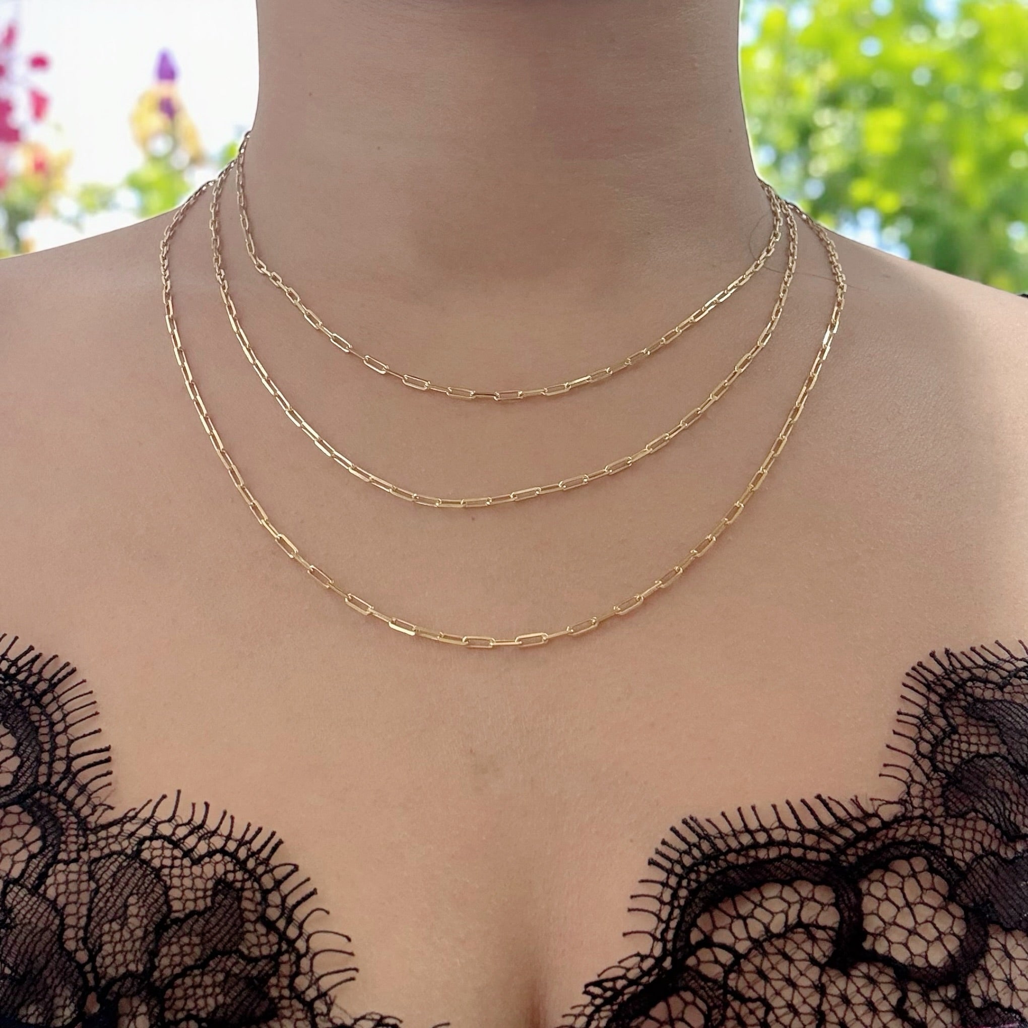 Beautiful 925 sterling silver paper clip chain in 14k gold vermail 1.9mm