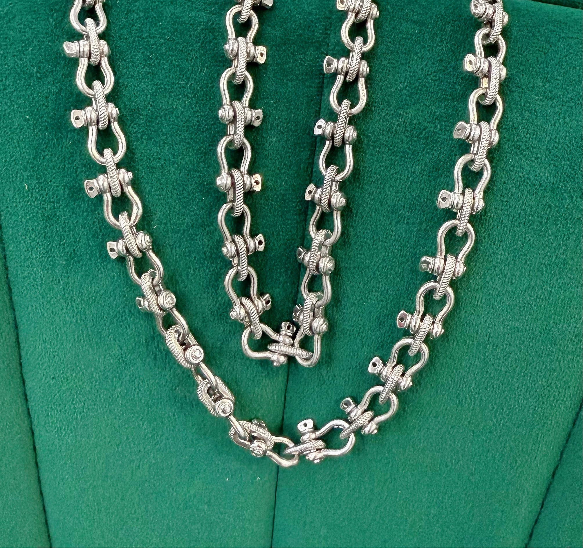 HEAVY HANDMADE 925 STERLING SILVER SHACKLE LINK CHAIN 7MM