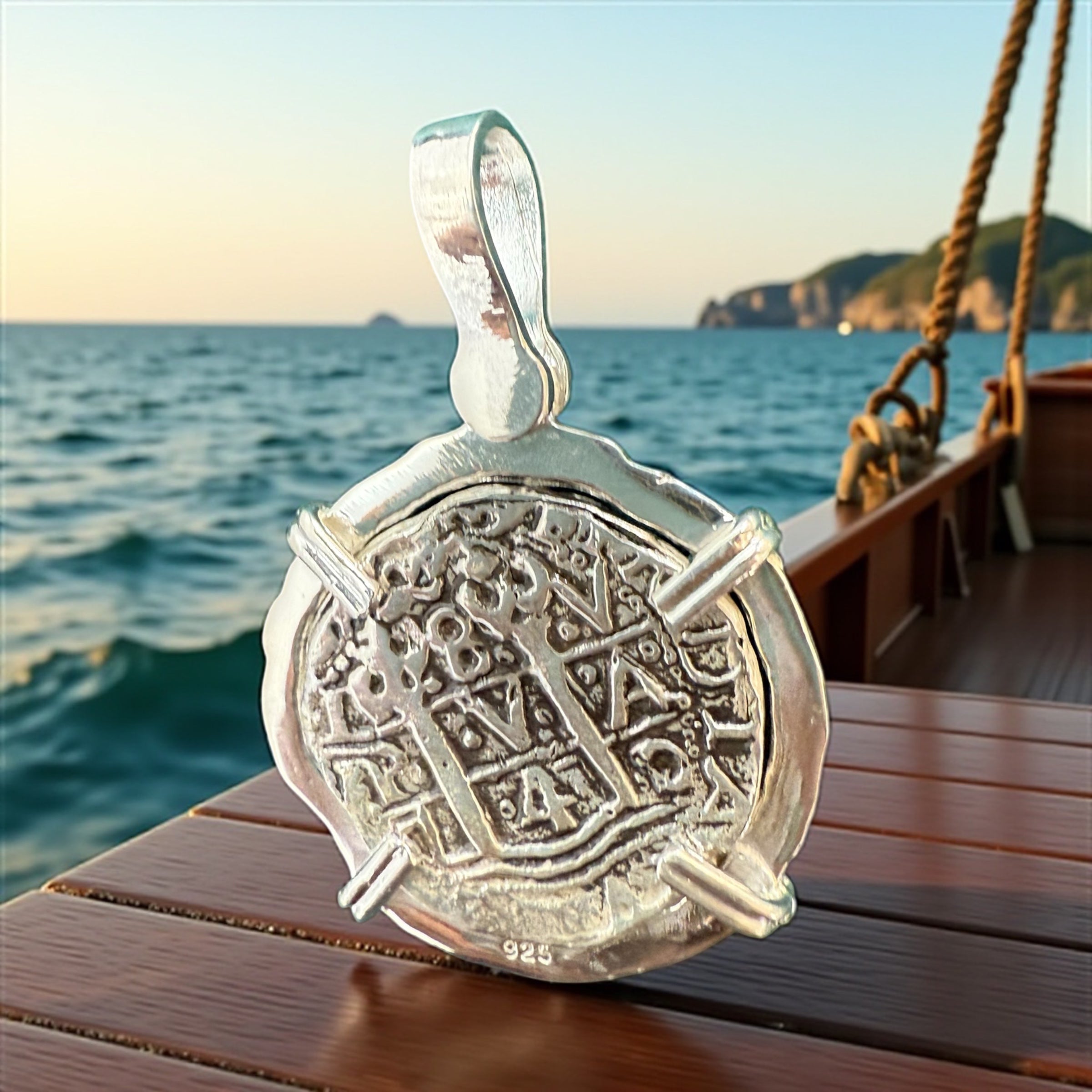 ATOCHA SOLID SILVER COIN PENDANT LARGE SIZE