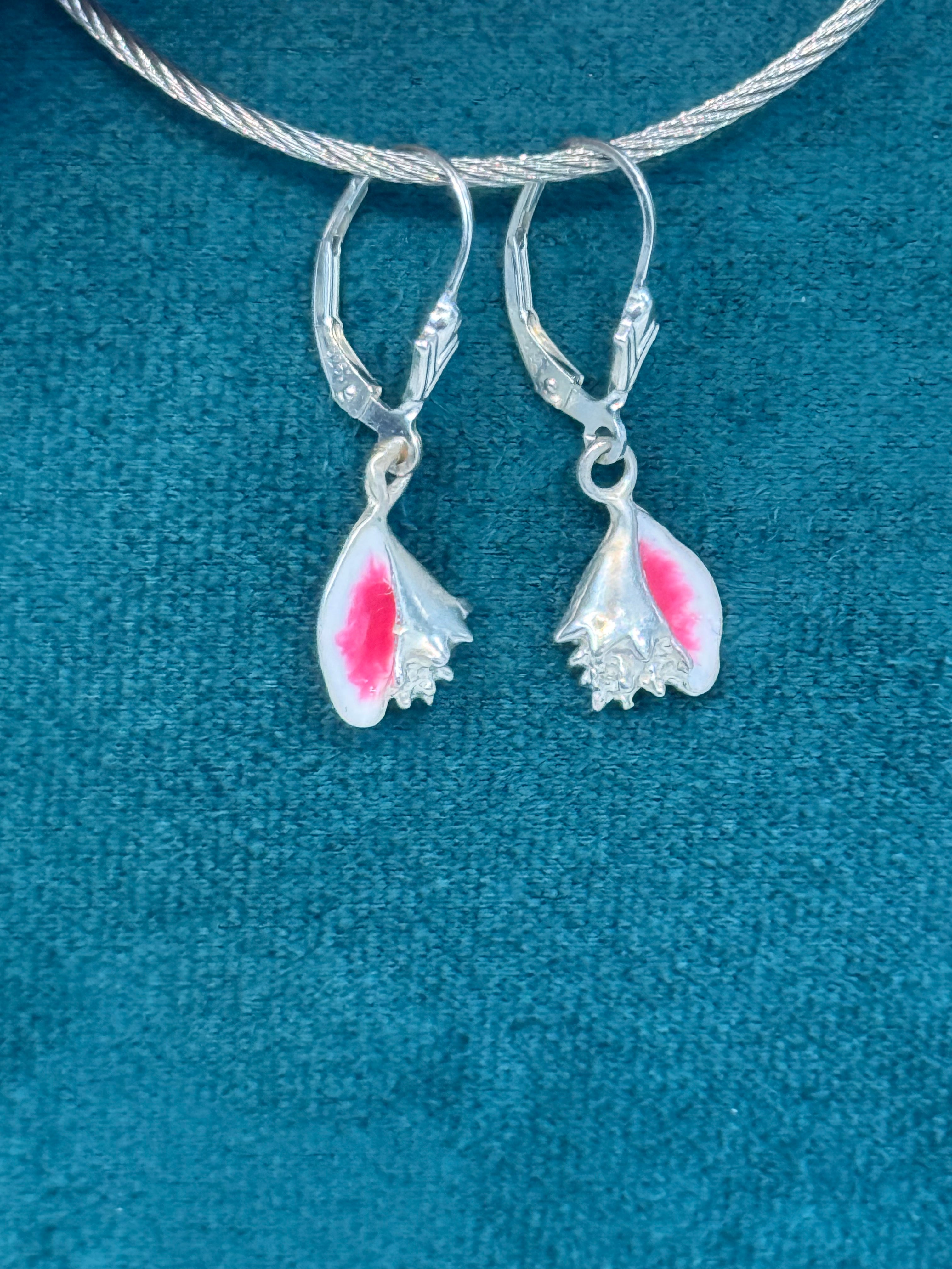 925 sterling silver handmade conch shell earrings