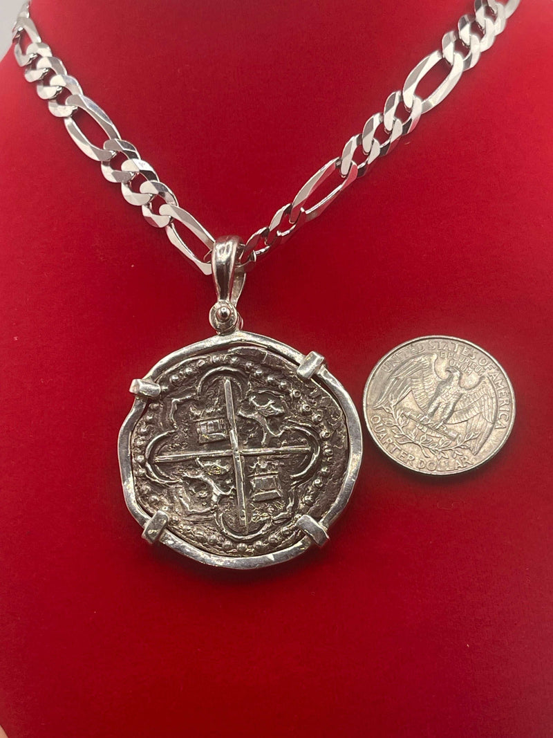 NUESTRA SENORA DE ATOCHA LARGE SILVER COIN PENDANT