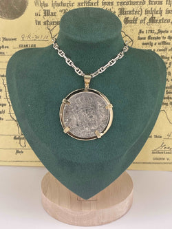 ACTUAL EL CAZADOR COIN PENDANT IN 10K SOLID REAL GOLD BEZEL GRADE 2