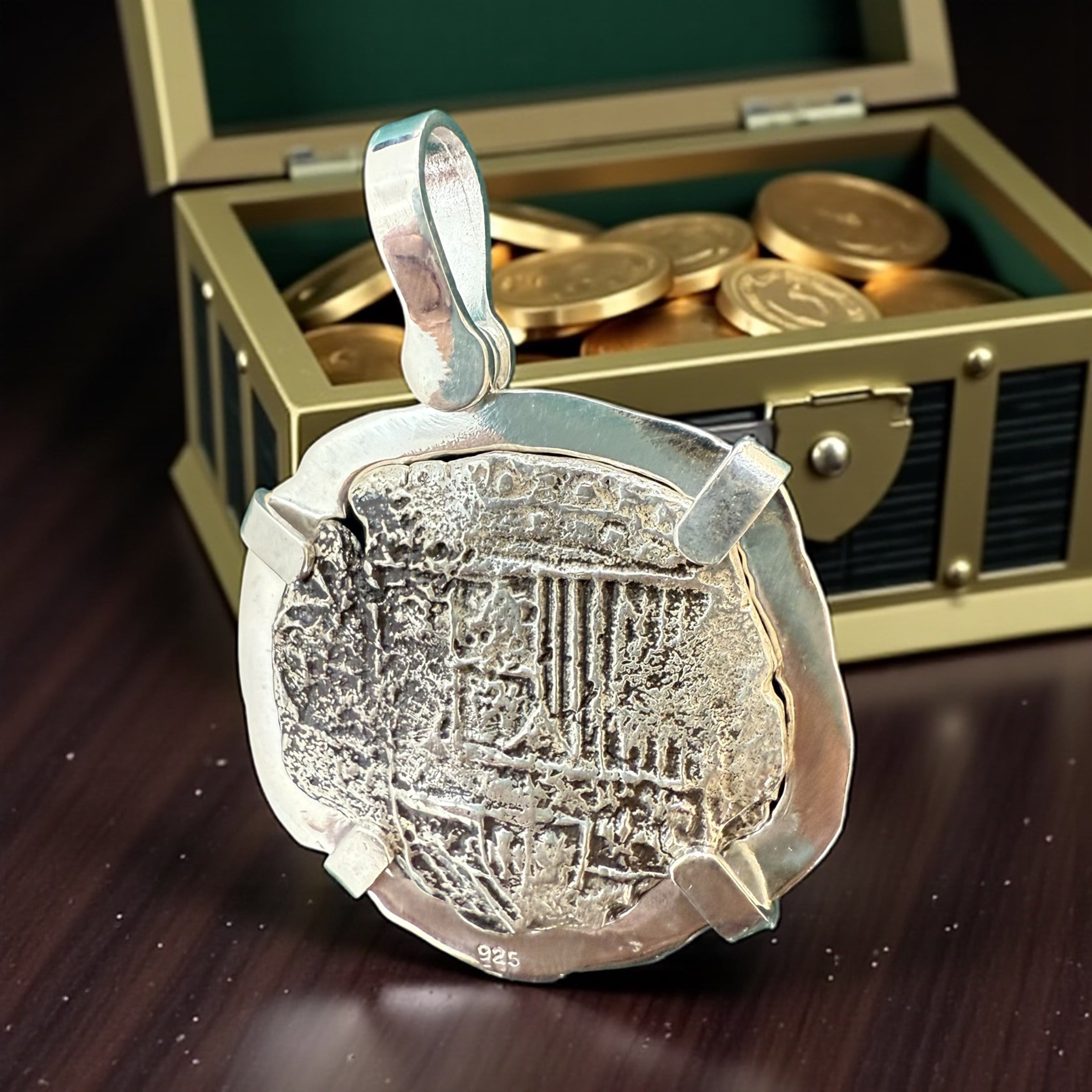 ATOCHA SOLID SILVER COIN PENDANT LARGE SIZE