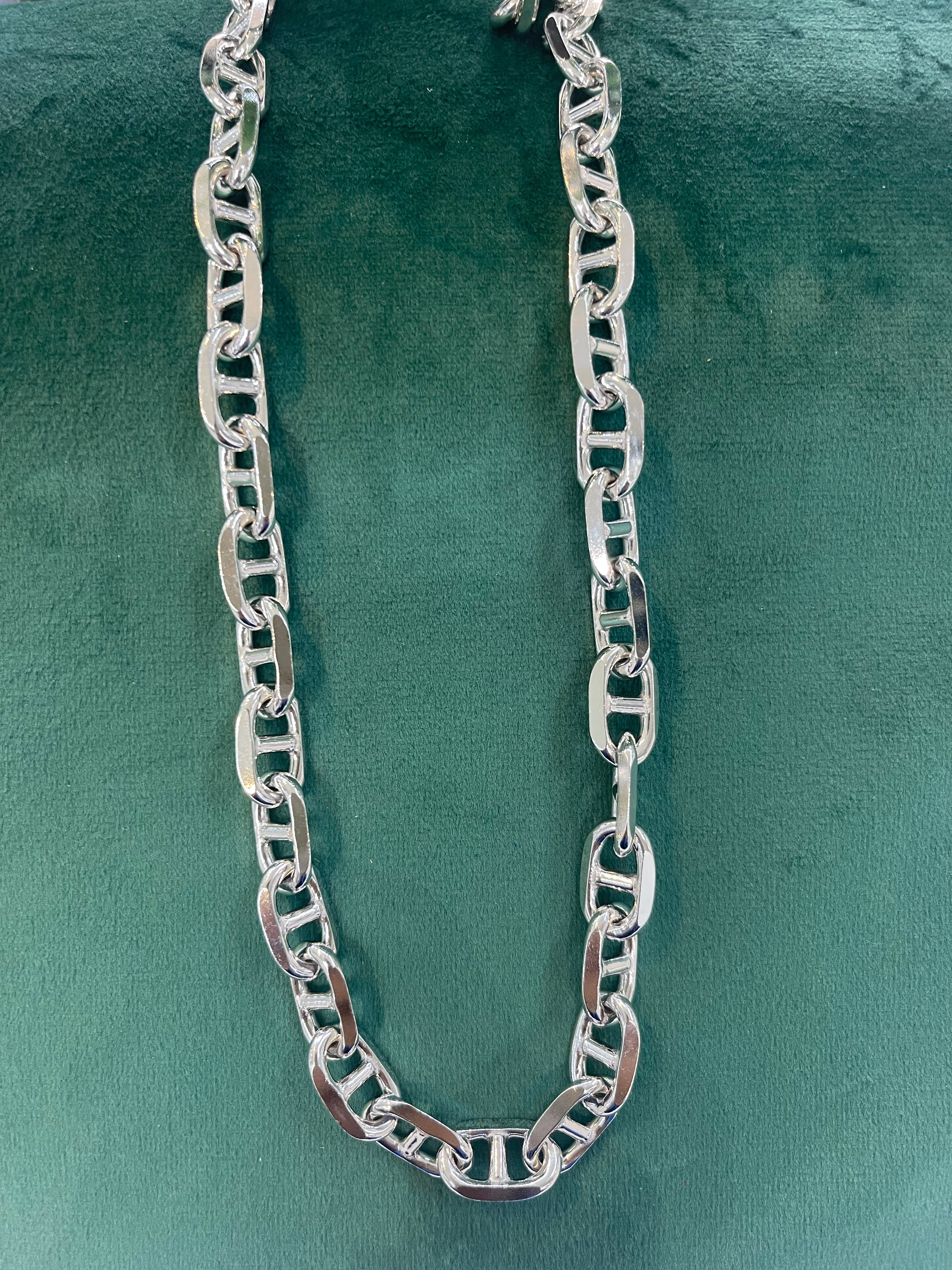 HEAVY HANDMADE 925 STERLING SILVER ANCHOR/MARINER LINK CHAIN 9MM