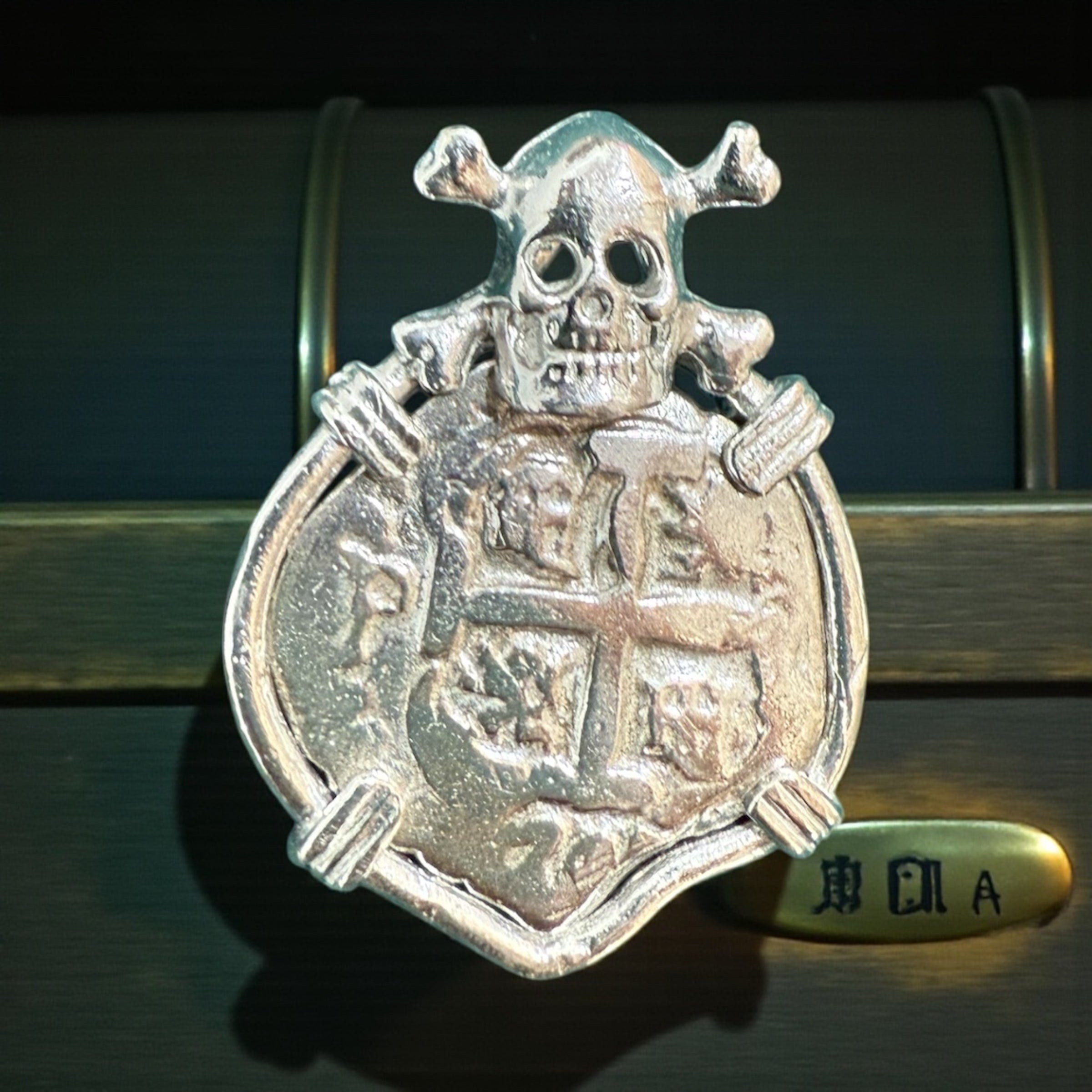 ATOCHA sterling silver skull coin pendant