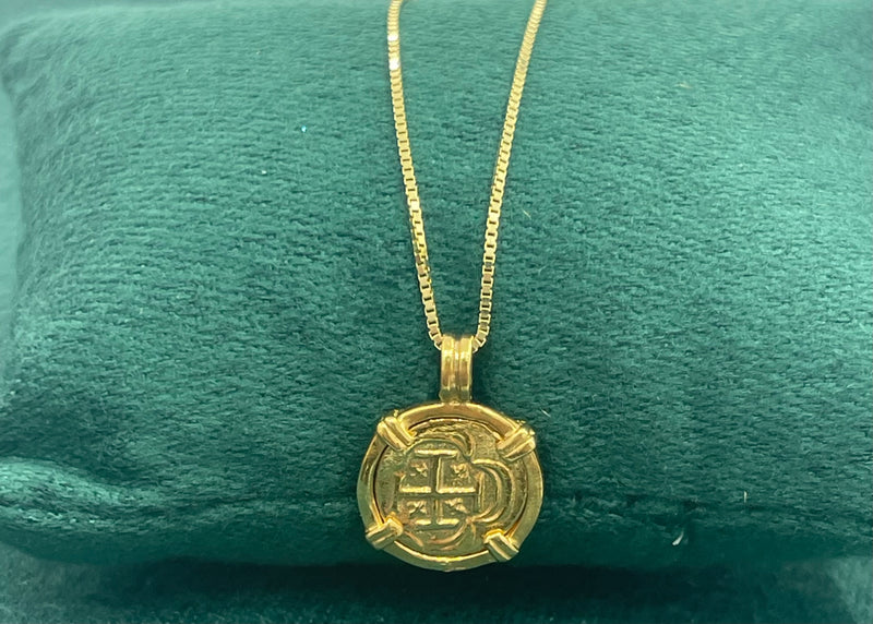 14k real gold mini shipwreck treasure gold coin pendant