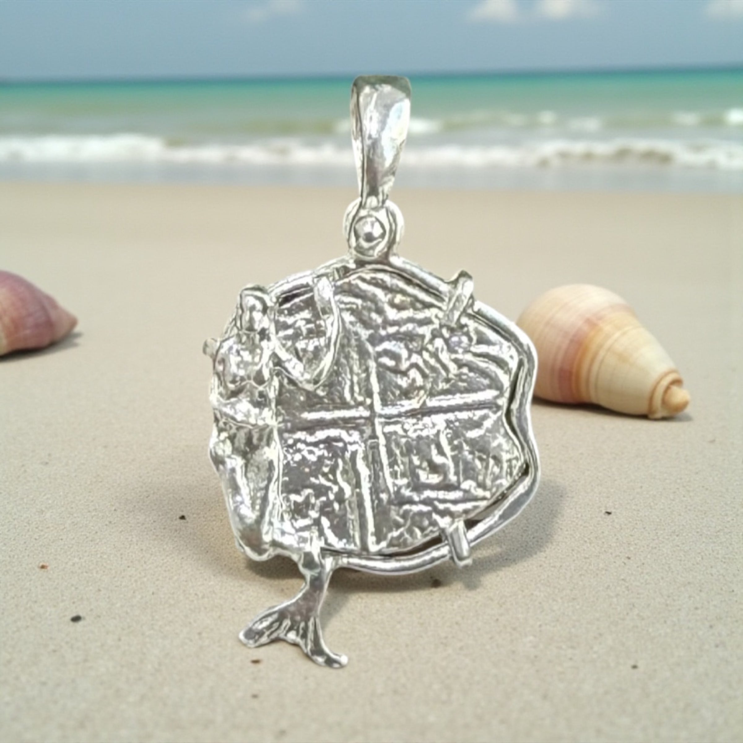 ATOCHA SHIPWRECK SILVER COIN PENDANT IN MERMAID BEZEL