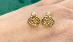 14K REAL GOLD MINI ATOCHA COIN STUD EARRINGS